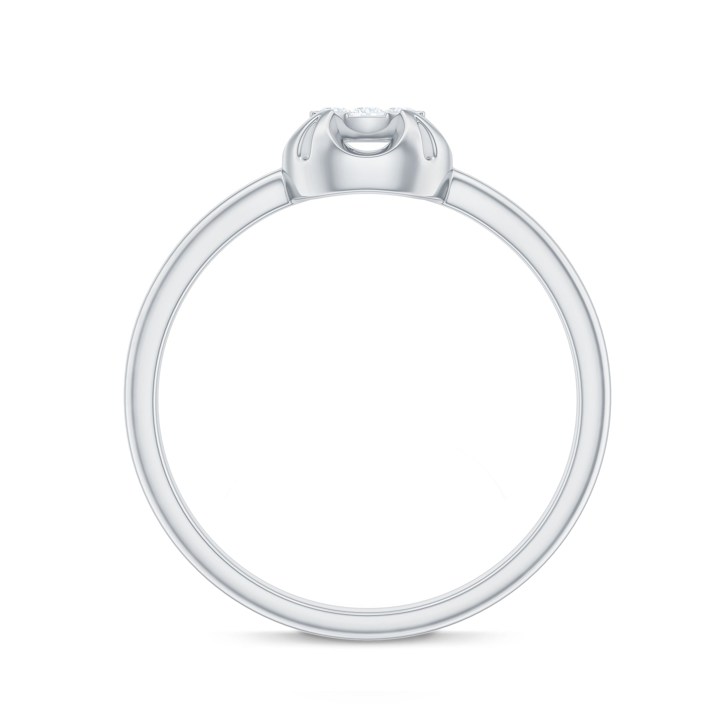 Round Shape Diamond Promise Ring in Illusion Setting Natural - ( HI-SI ) - Rosec Jewels