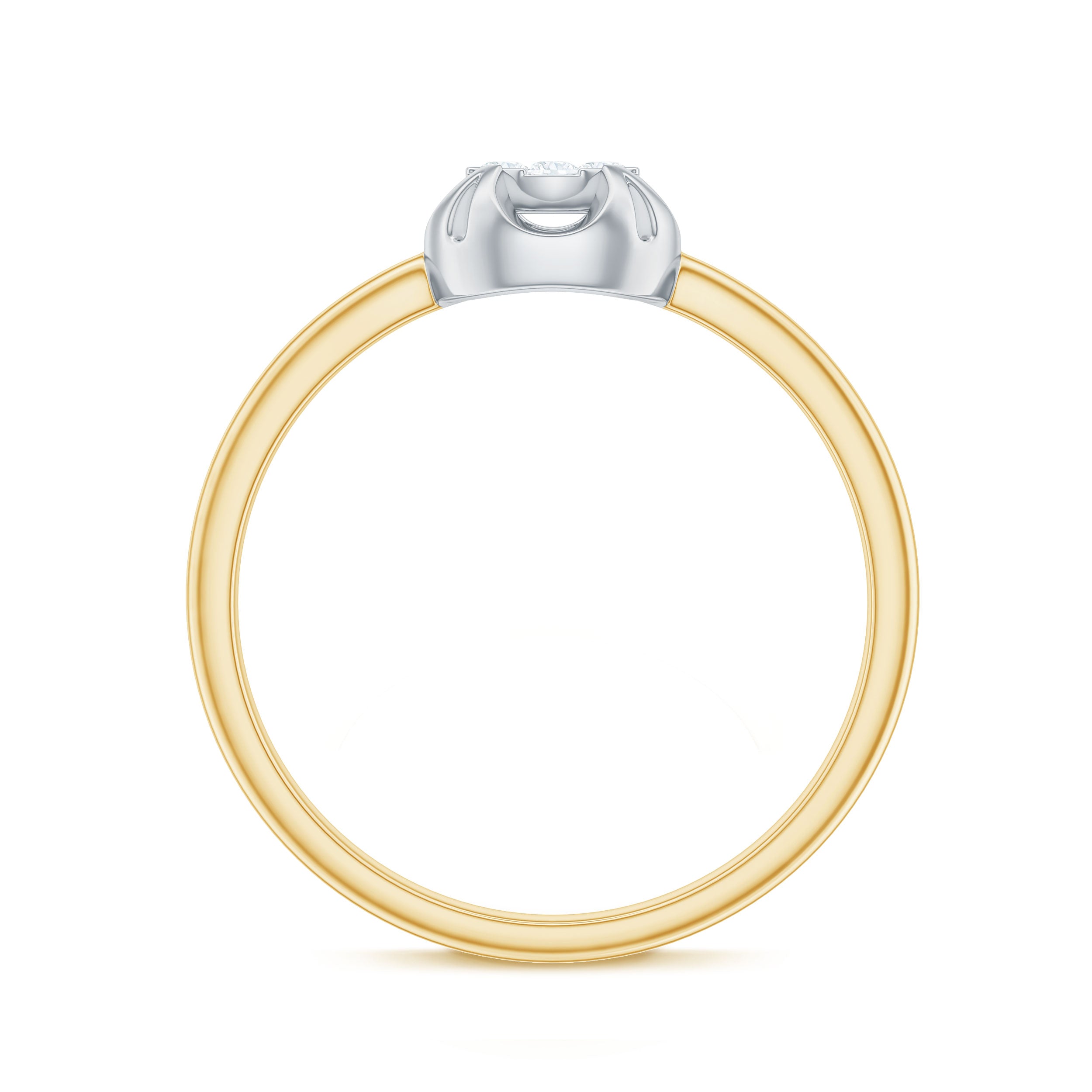 Round Shape Diamond Promise Ring in Illusion Setting Natural - ( HI-SI ) - Rosec Jewels
