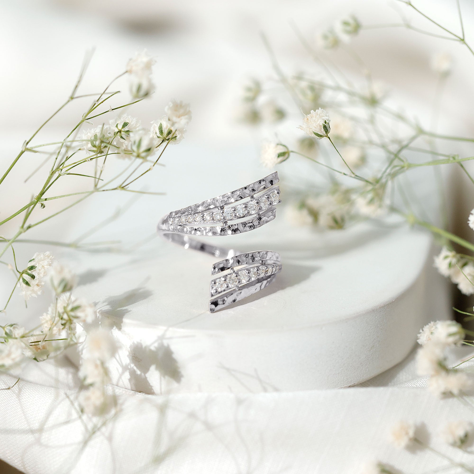 Certified Diamond Statement Ring in Prong Setting Natural - ( HI-SI ) - Rosec Jewels