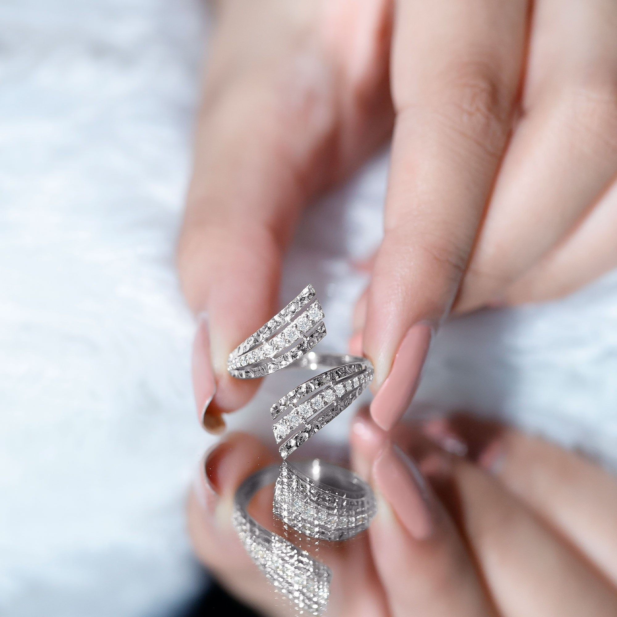 Certified Diamond Statement Ring in Prong Setting Natural - ( HI-SI ) - Rosec Jewels