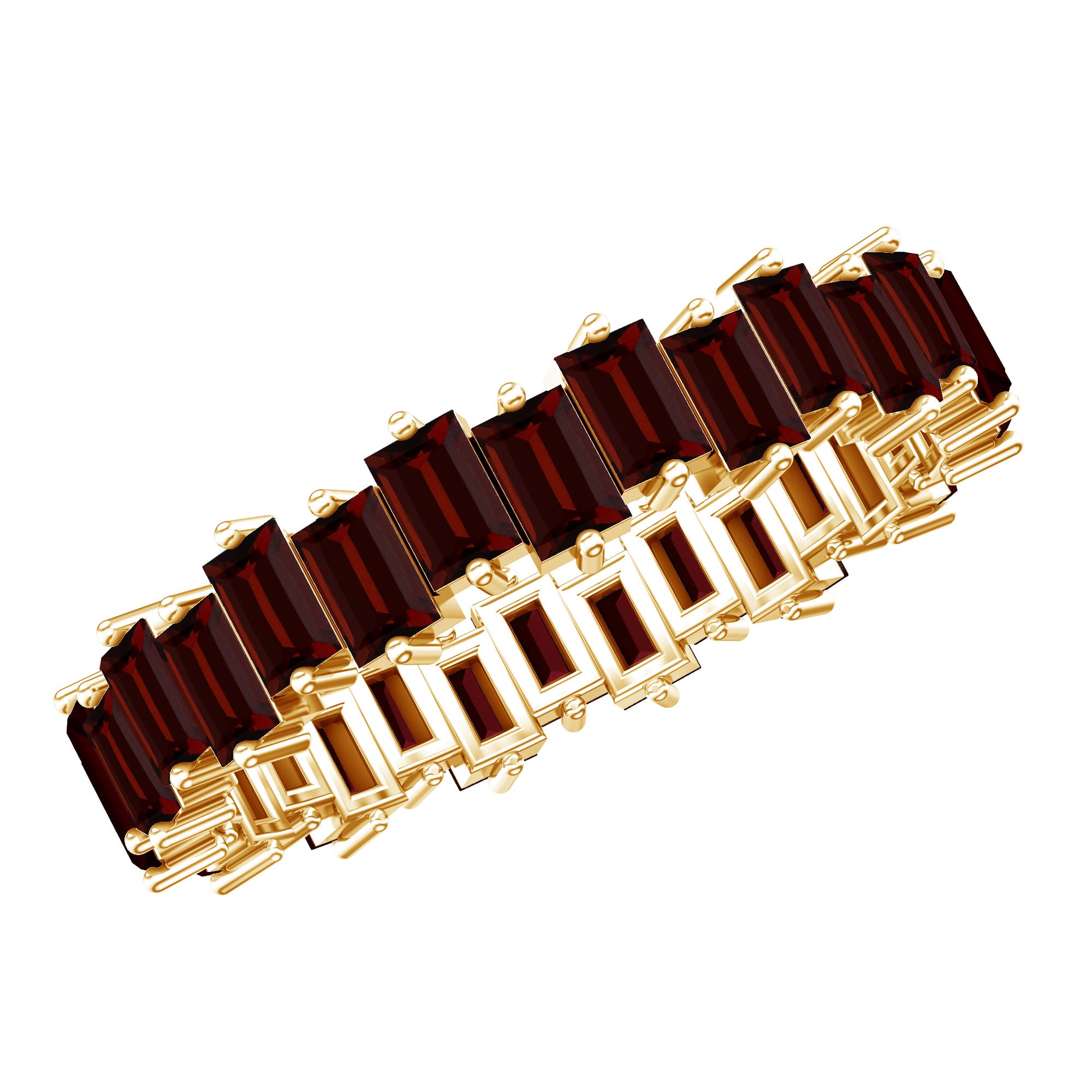 Real Garnet Baguette Eternity Ring with Certificate AAA - Rosec Jewels