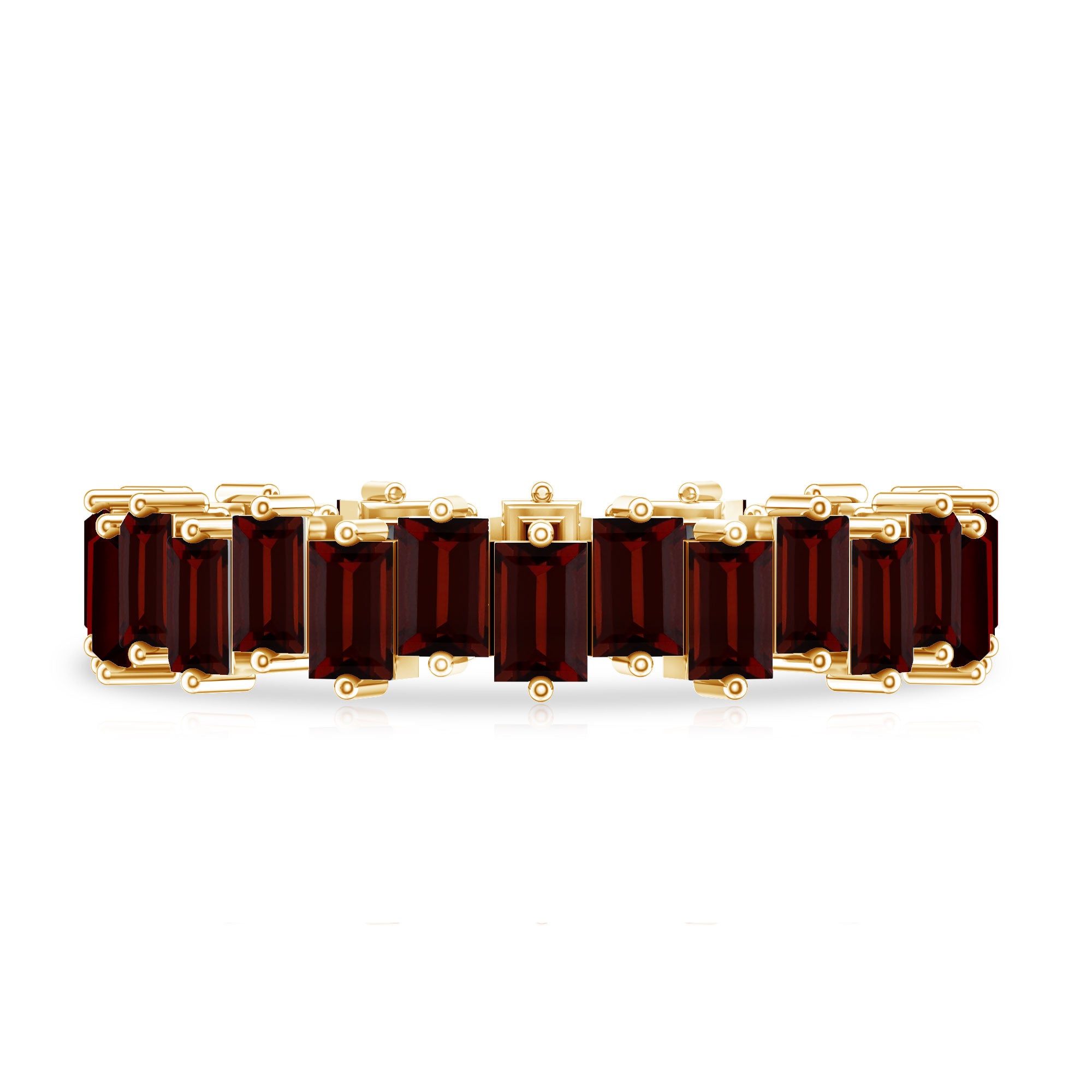 Real Garnet Baguette Eternity Ring with Certificate AAA - Rosec Jewels