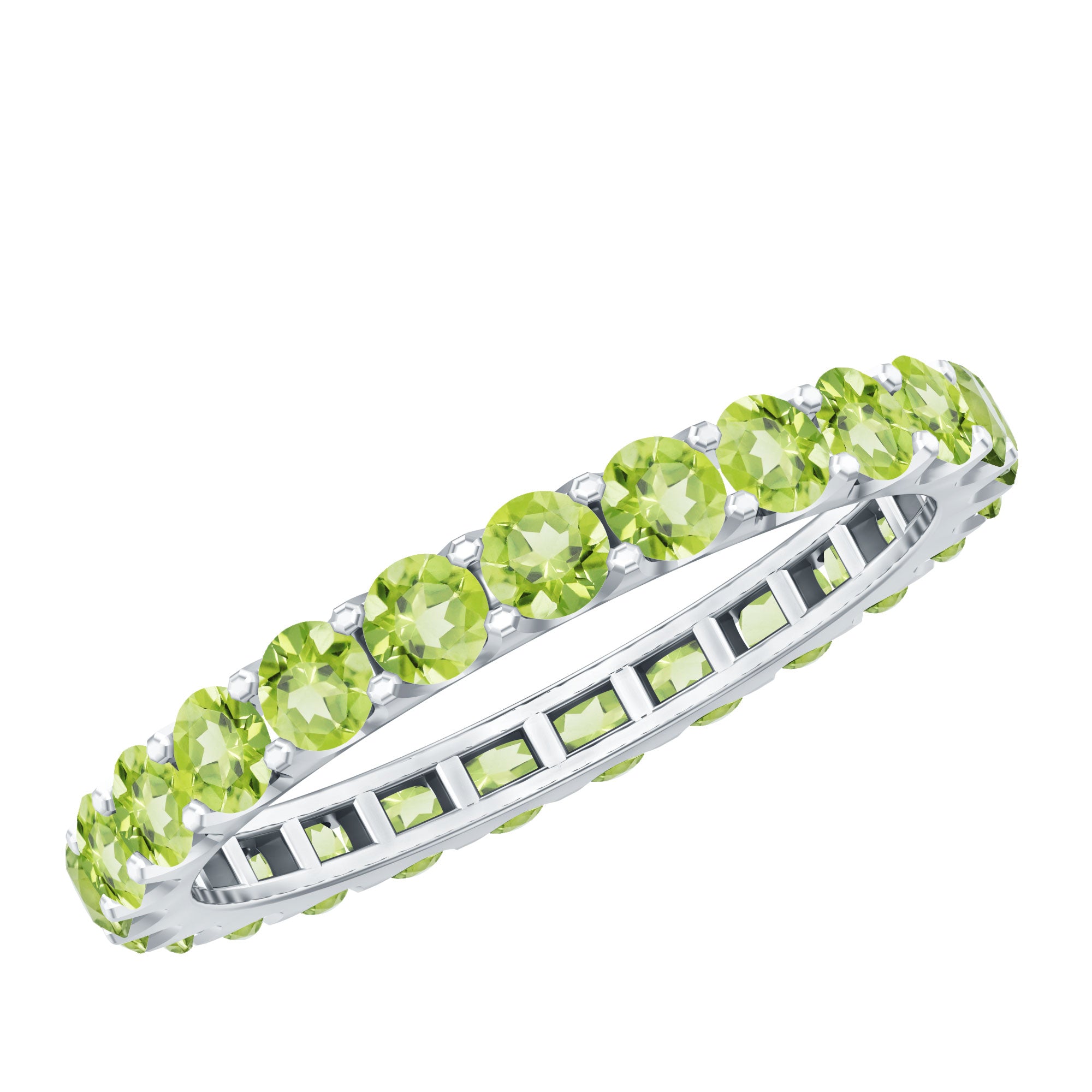 Natural Green Peridot Eternity Ring With Certificate