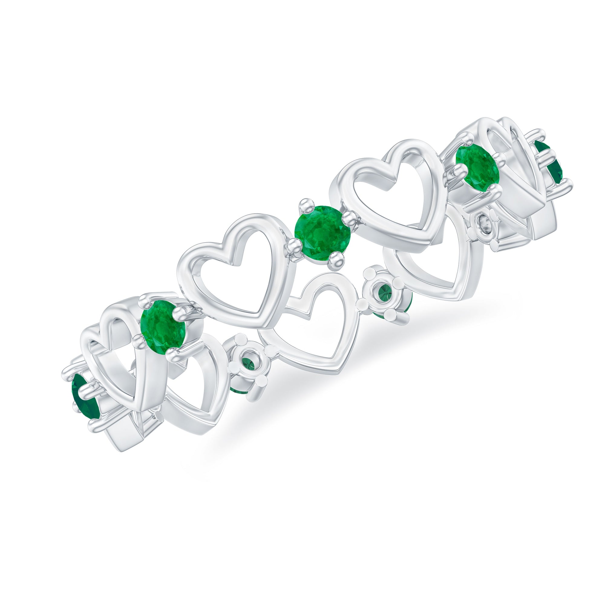 Minimalist Emerald Heart Shape Wedding Band AAA - Rosec Jewels