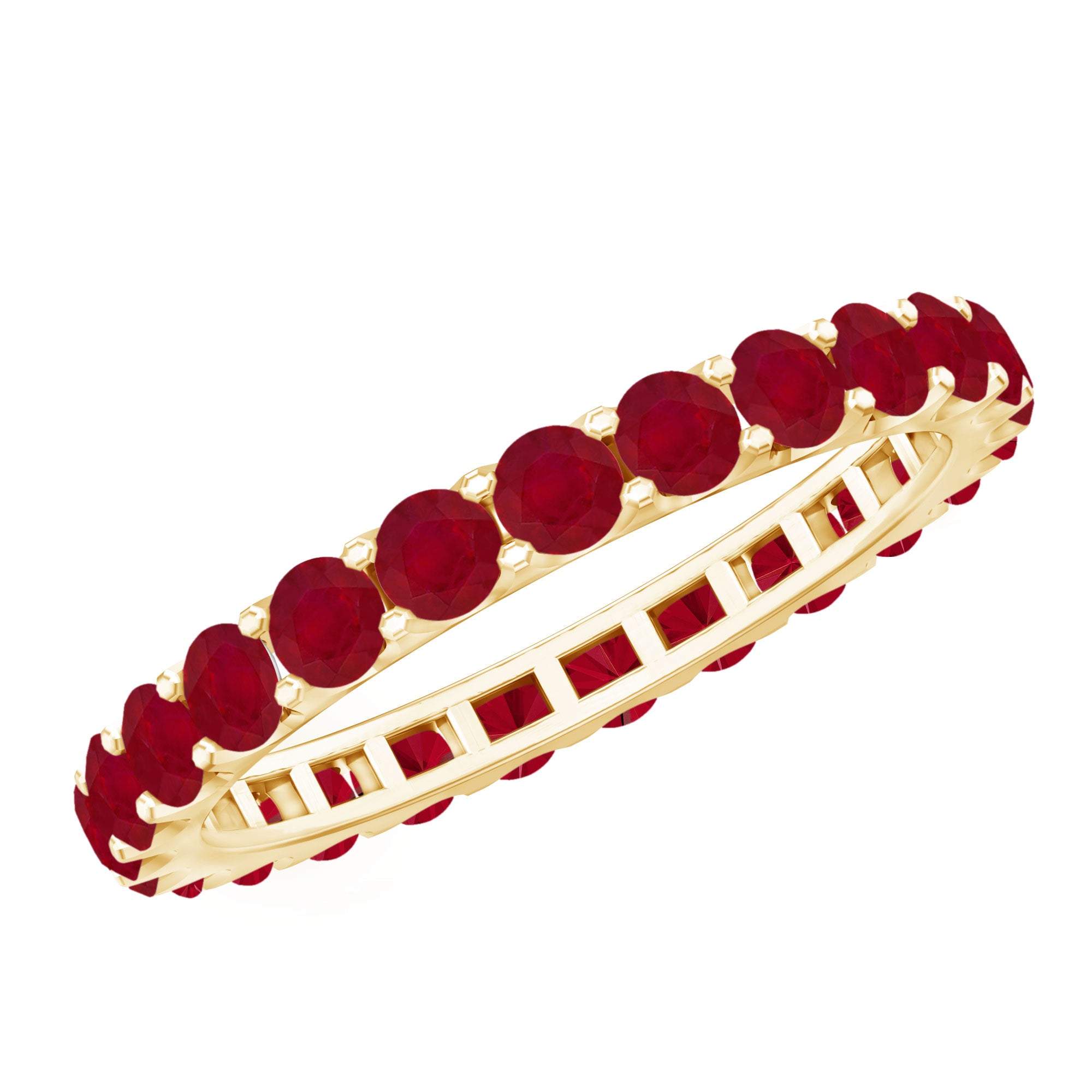 Natural Ruby Eternity Stackable Ring for Women AAA - Rosec Jewels