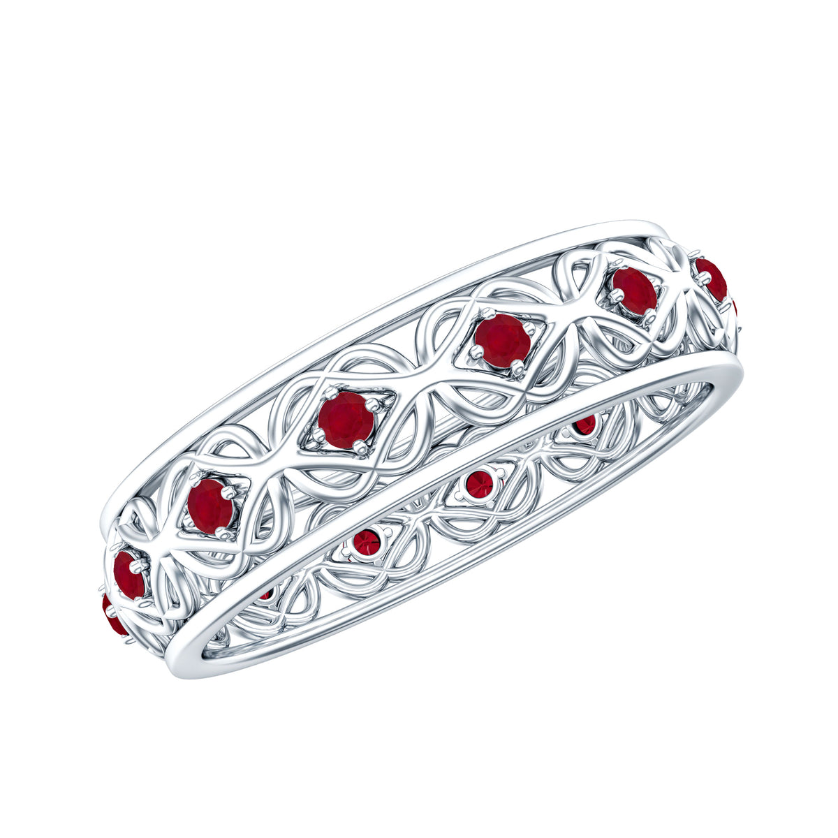 Natural Ruby Celtic Knot Wedding Band for Women AAA - Rosec Jewels