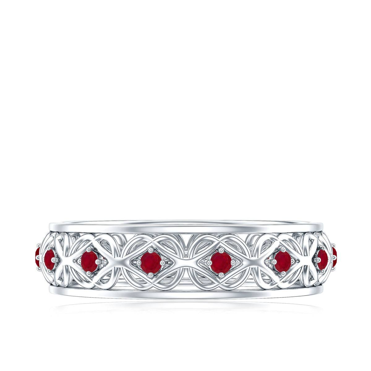 Natural Ruby Celtic Knot Wedding Band for Women AAA - Rosec Jewels
