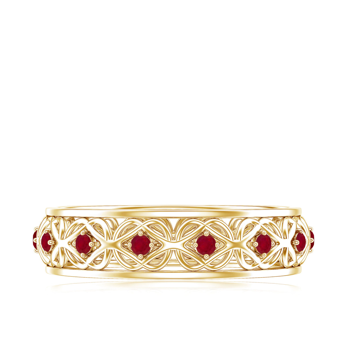 Natural Ruby Celtic Knot Wedding Band for Women AAA - Rosec Jewels