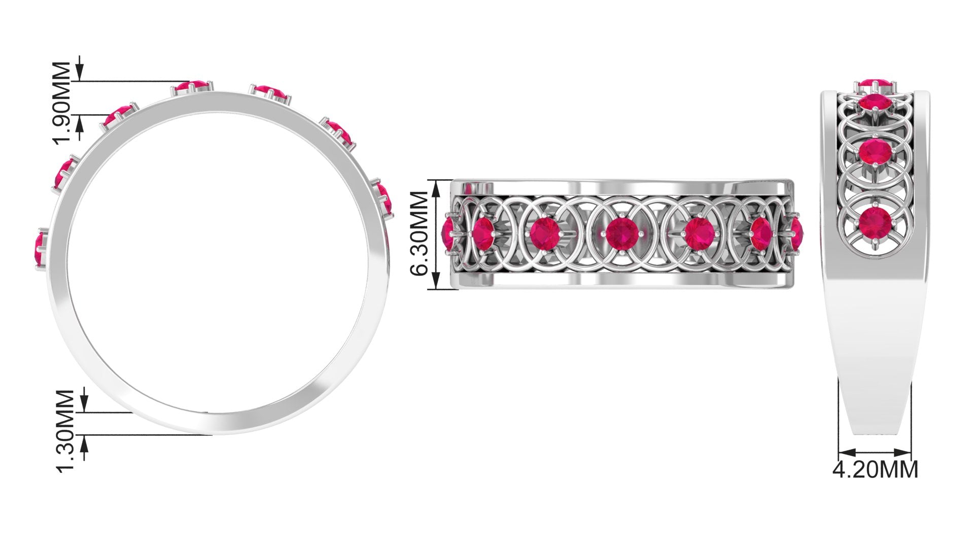 Rosec Jewels-Vintage Inspired Ruby Half Eternity Anniversary Band Ring