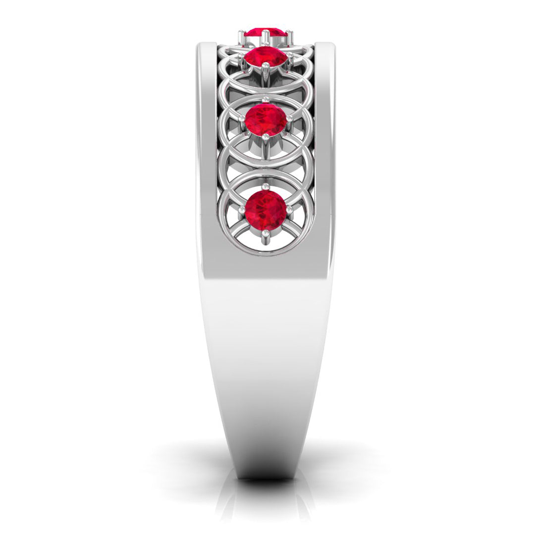 Rosec Jewels-Vintage Inspired Ruby Half Eternity Anniversary Band Ring