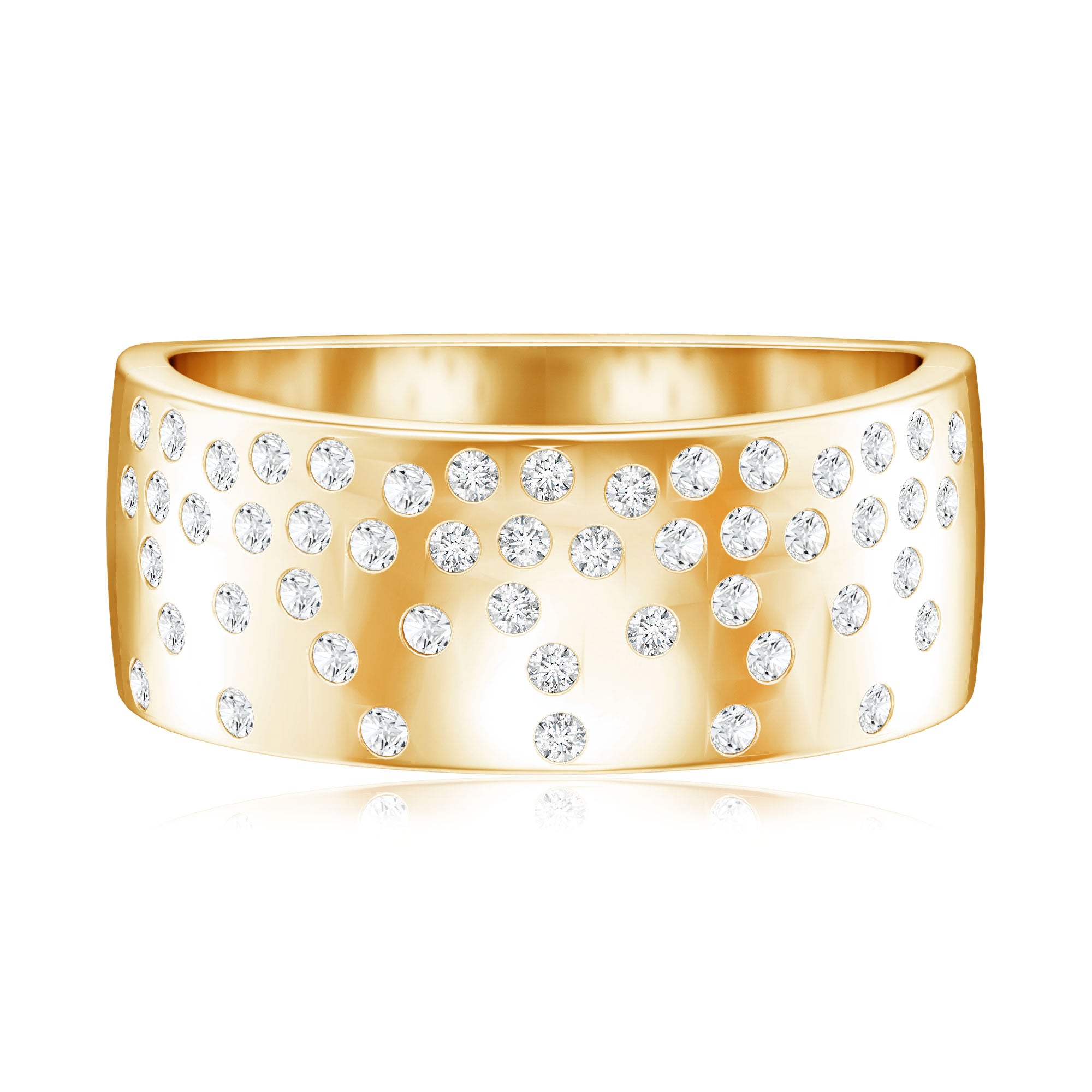 Rosec Jewels-Lab Grown Diamond Wide Wedding Band With Certificate
