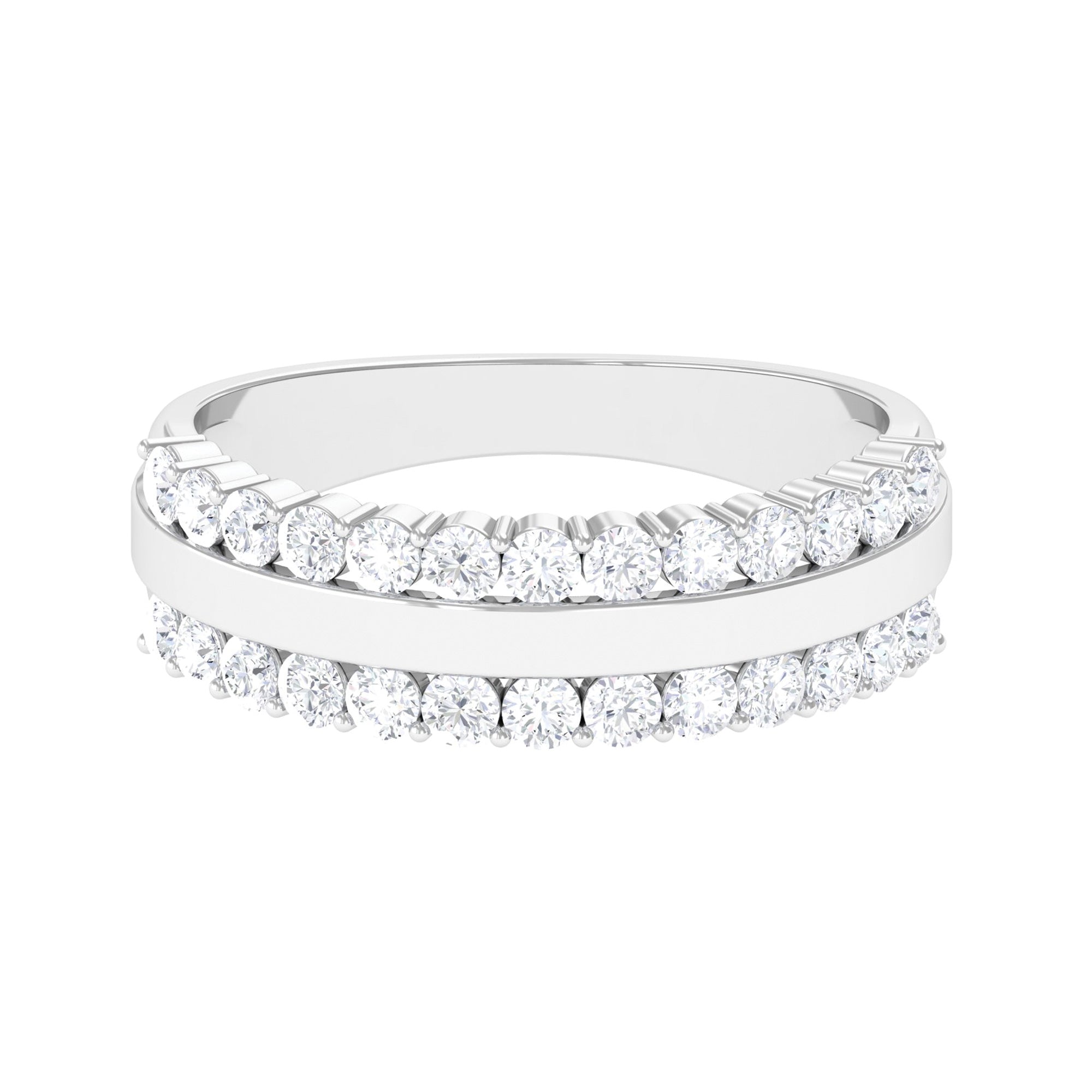 Genuine Diamond Wedding Band in Prong Setting