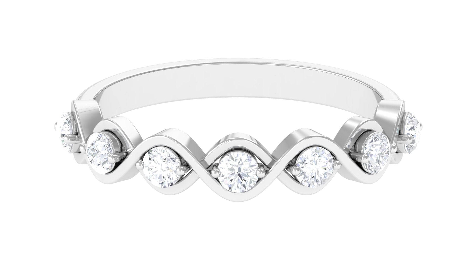 Certified Natural Diamond Half Eternity Ring with Infinity Knot Natural - ( HI-SI ) - Rosec Jewels