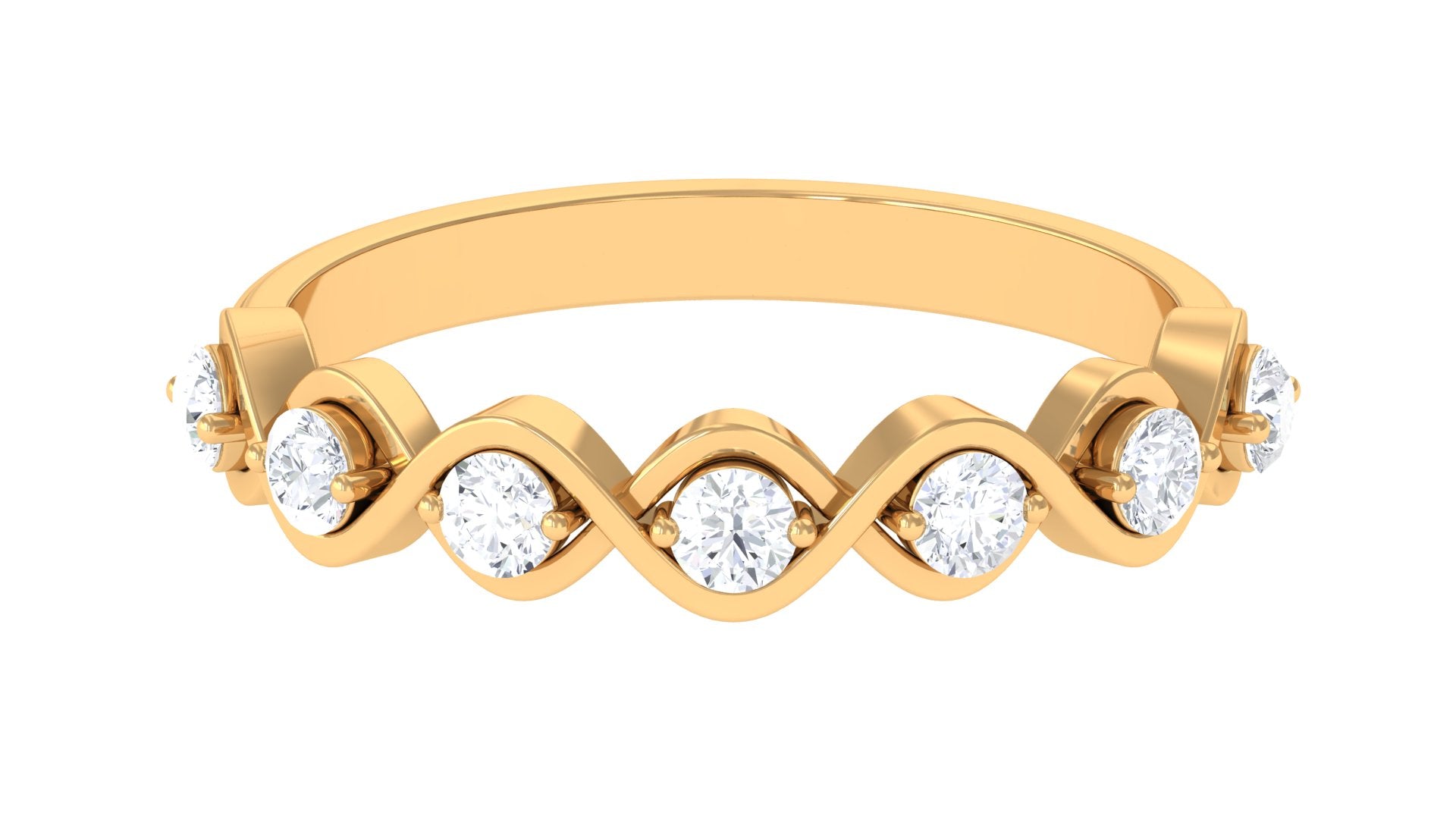 Certified Natural Diamond Half Eternity Ring with Infinity Knot Natural - ( HI-SI ) - Rosec Jewels