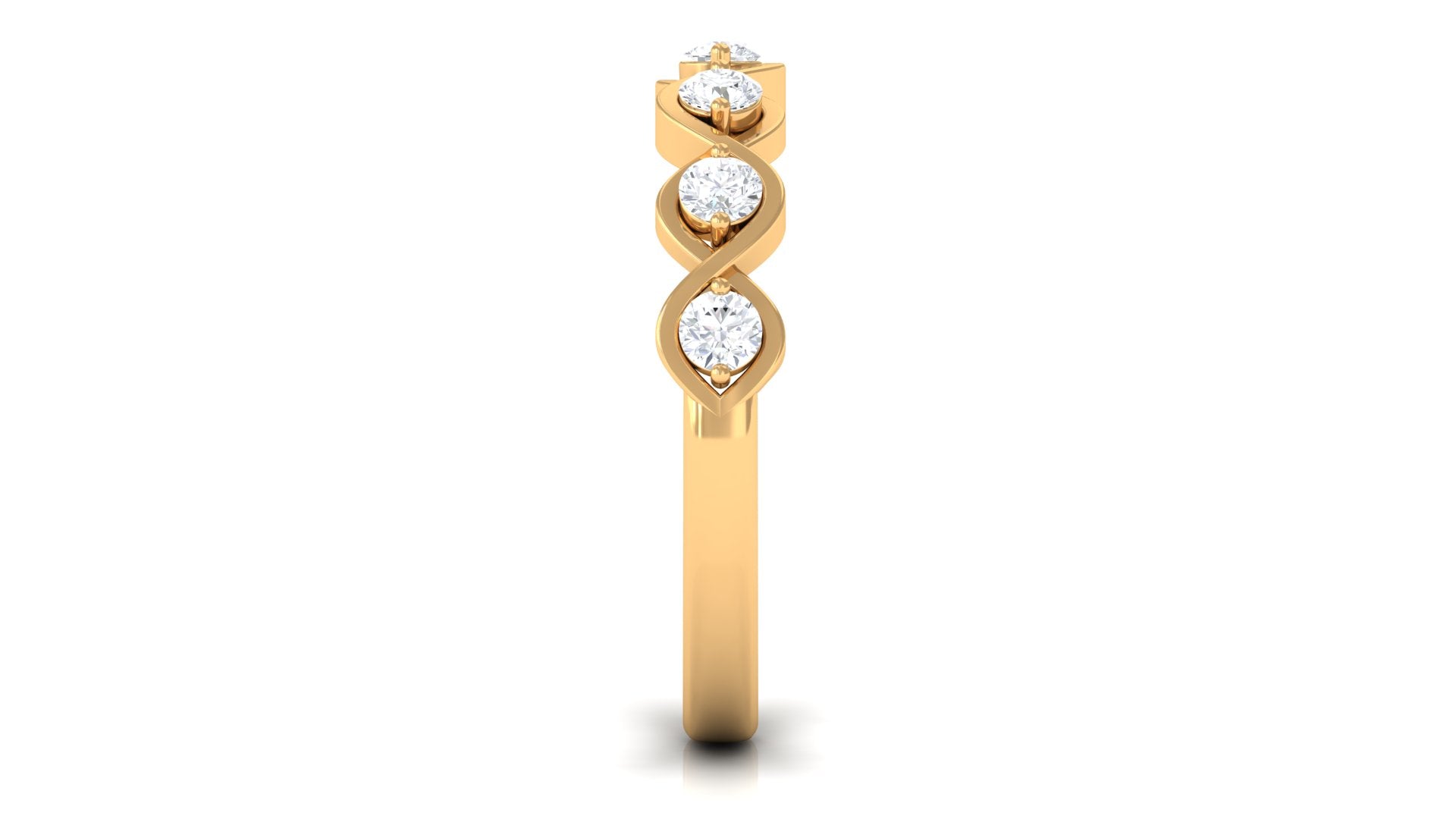 Certified Natural Diamond Half Eternity Ring with Infinity Knot Natural - ( HI-SI ) - Rosec Jewels
