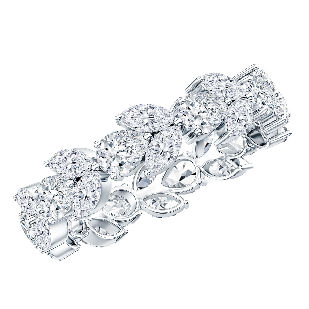 Certified Moissanite Leaf Eternity Band Ring for Women D-VS1 - Rosec Jewels
