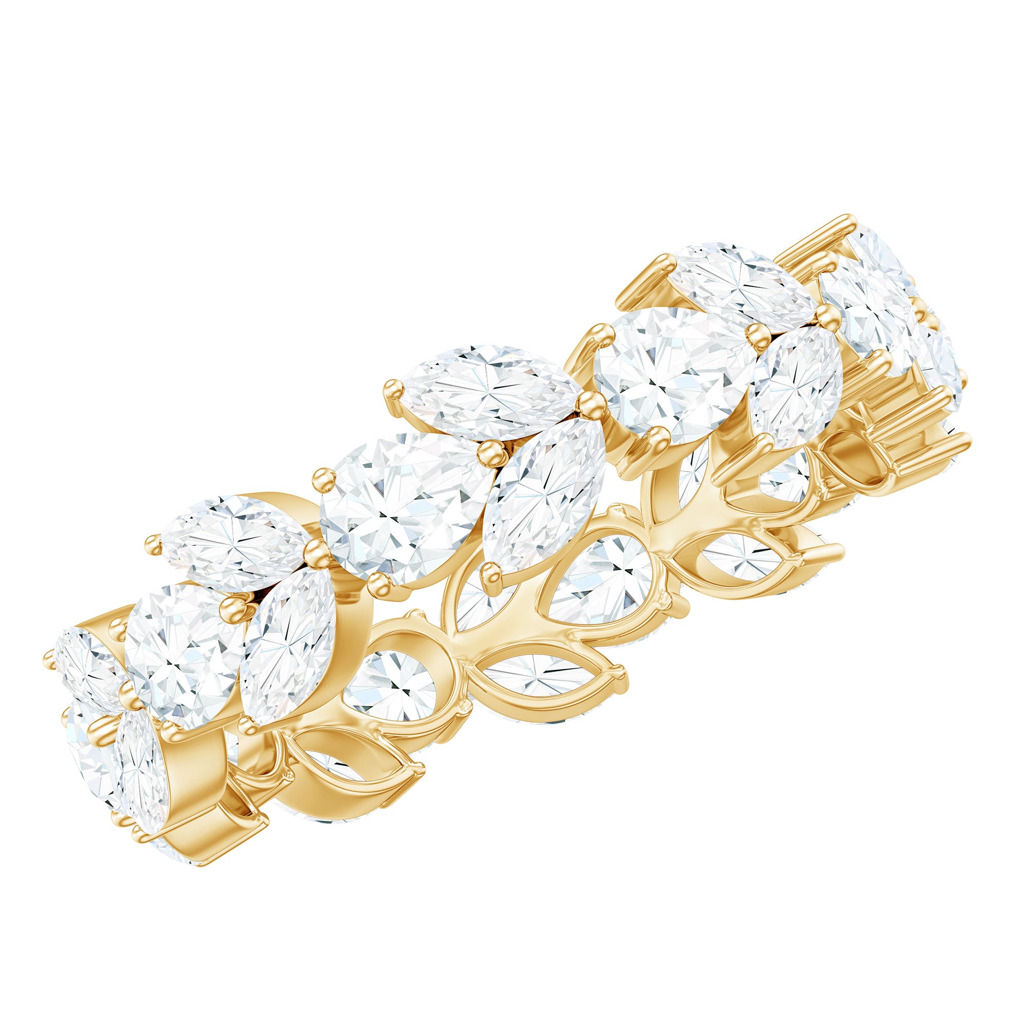 Certified Moissanite Leaf Eternity Band Ring for Women D-VS1 - Rosec Jewels