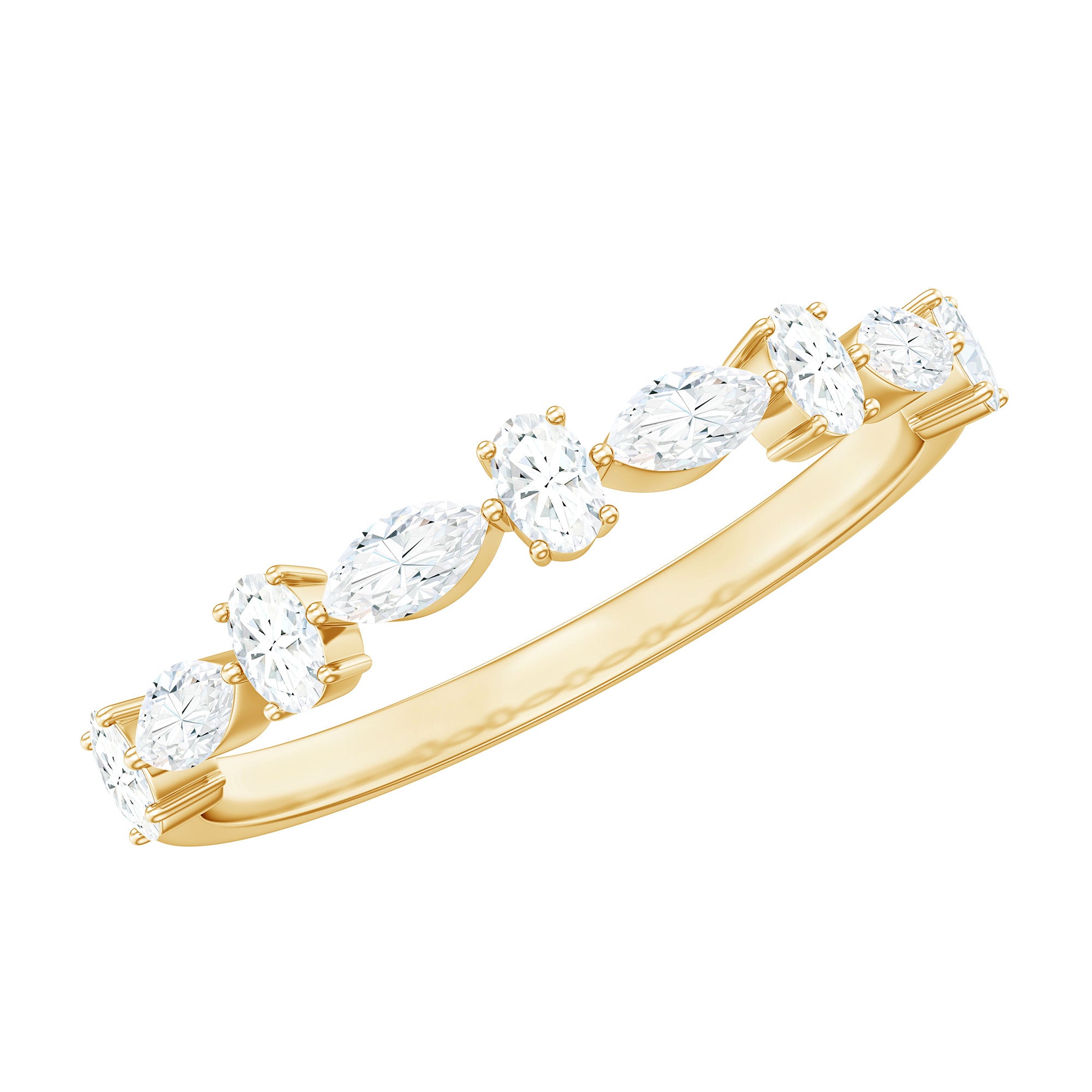 Marquise and Oval Shape Moissanite Half Eternity Ring D-VS1 - Rosec Jewels