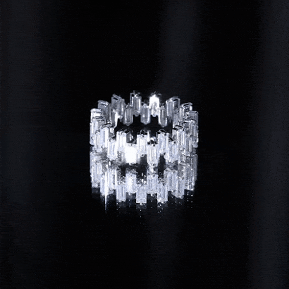 Certified Moissanite Baguette Eternity Band Ring D-VS1 - Rosec Jewels