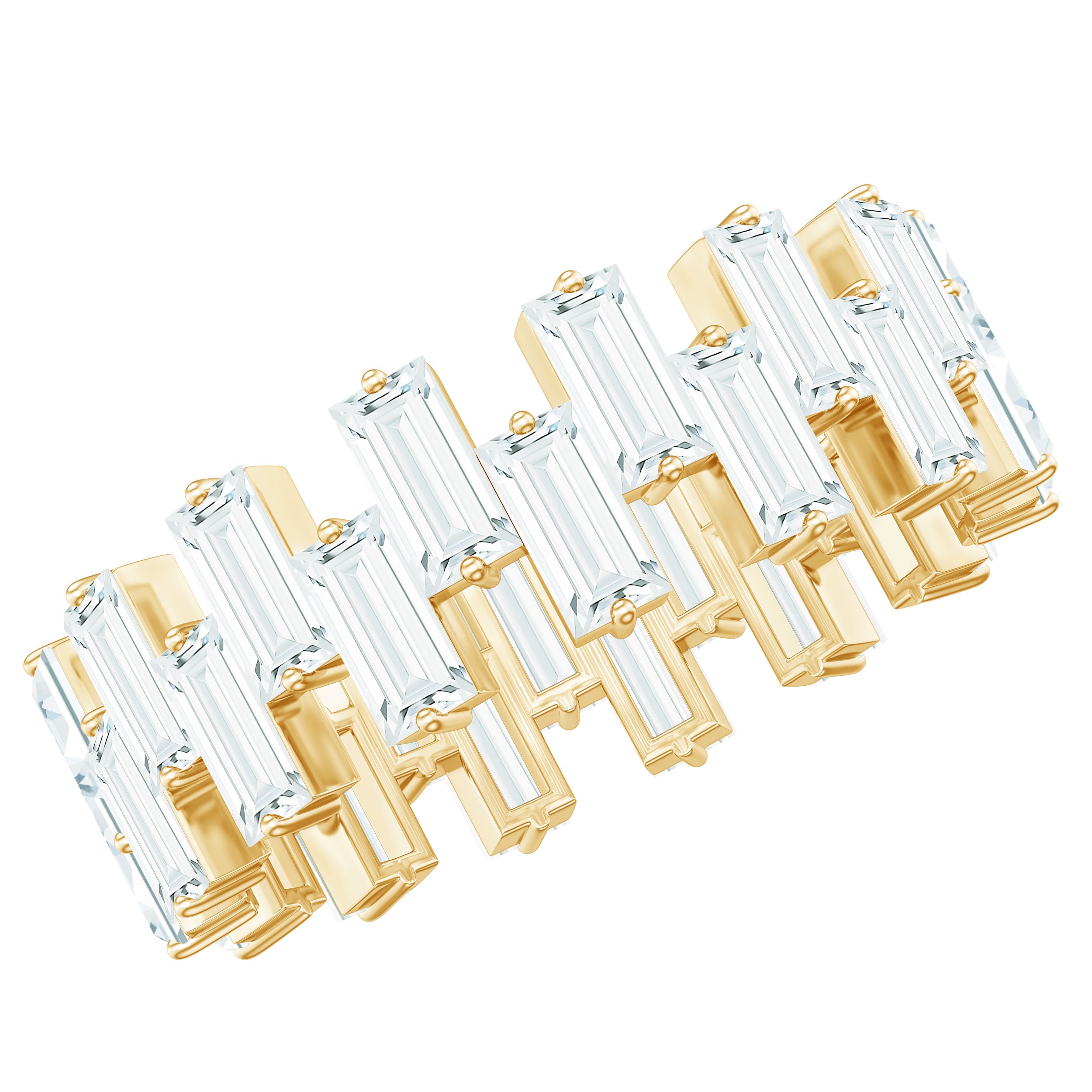 Certified Moissanite Baguette Eternity Band Ring D-VS1 - Rosec Jewels