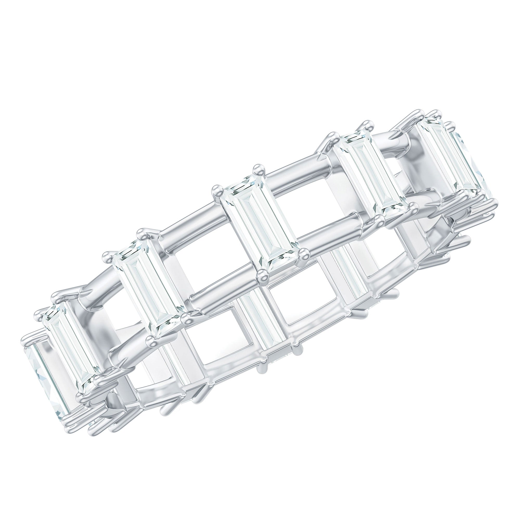 Moissanite Baguette Wedding Band with Certificate