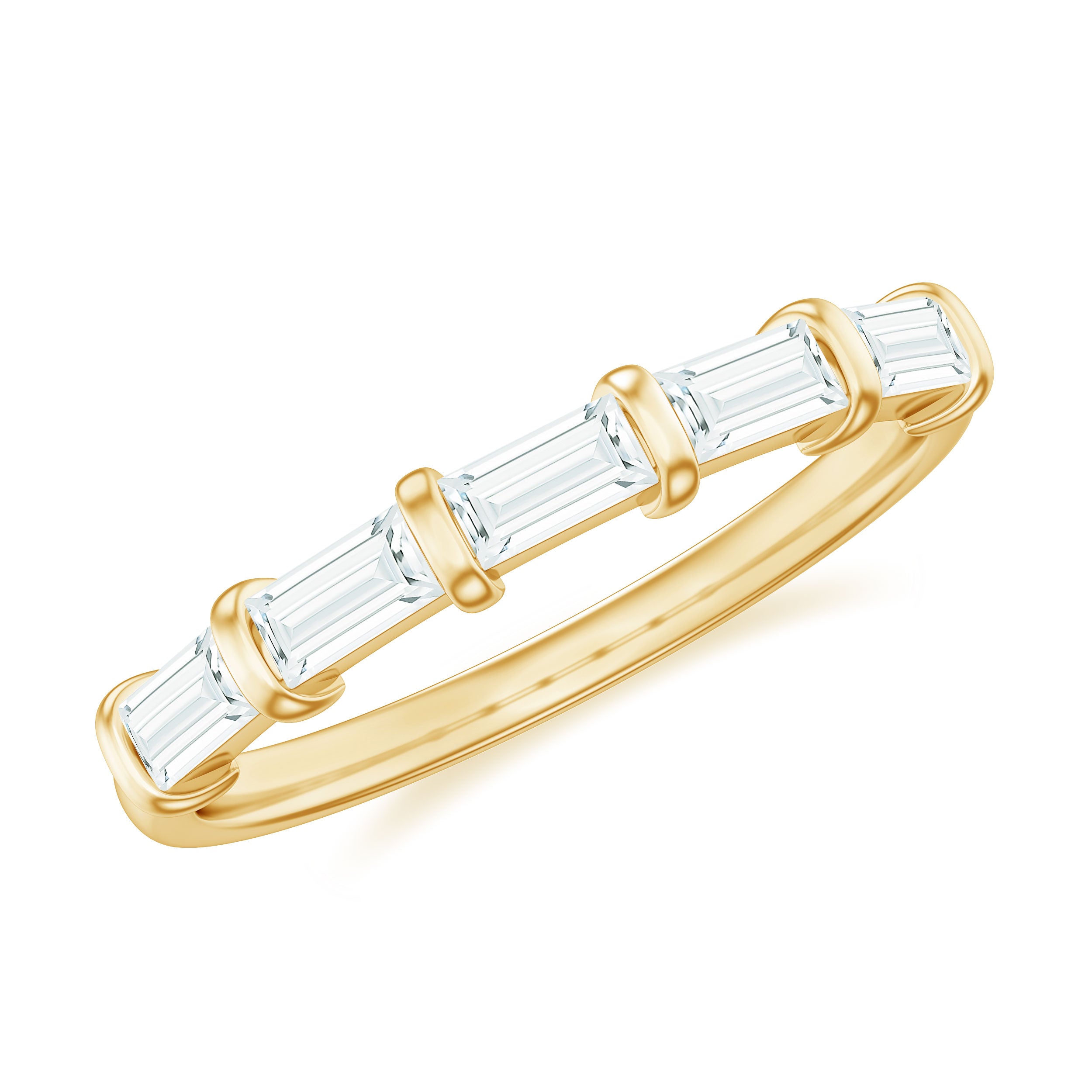 East West Set Moissanite Half Eternity Ring for Her D-VS1 - Rosec Jewels