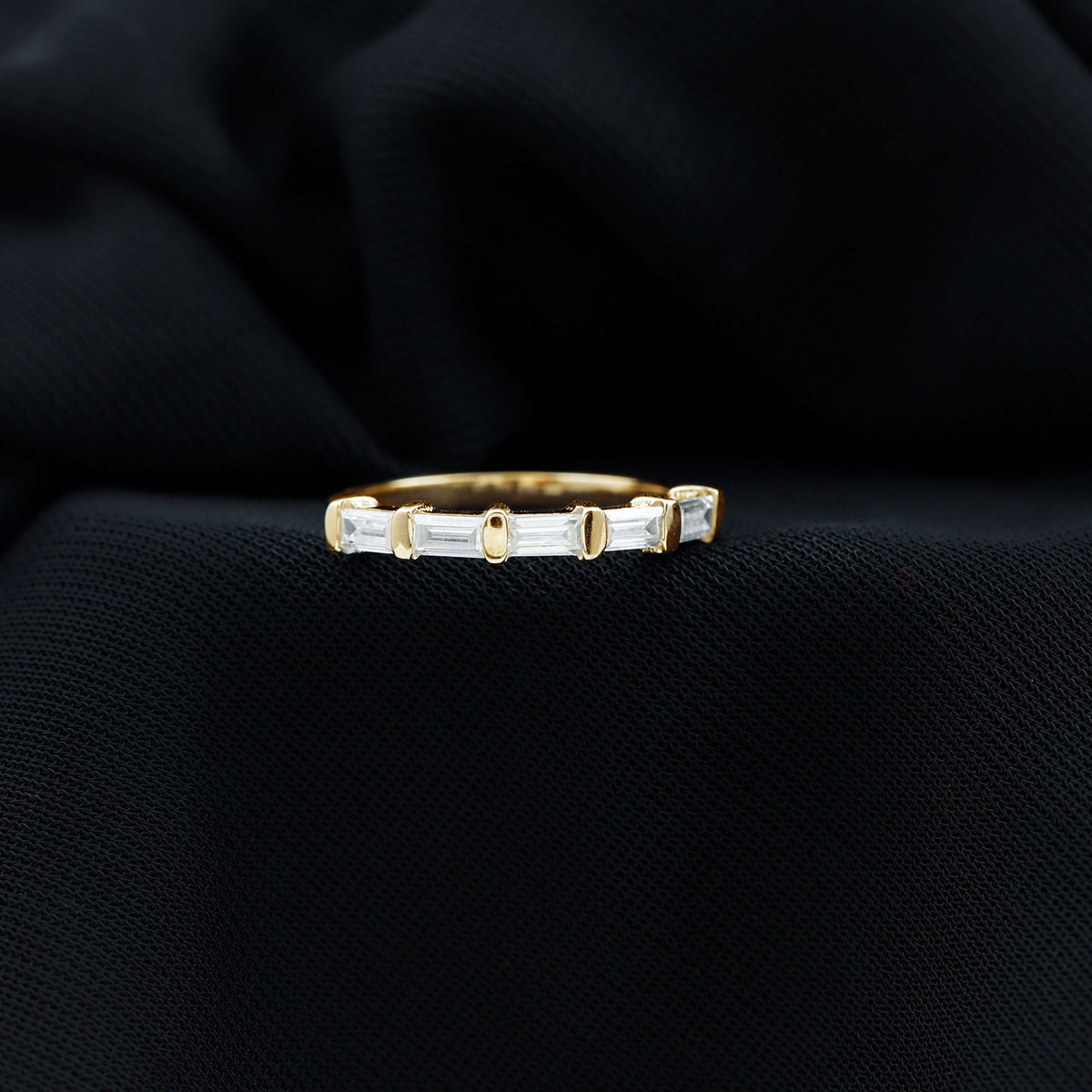 East West Set Moissanite Half Eternity Ring for Her D-VS1 - Rosec Jewels