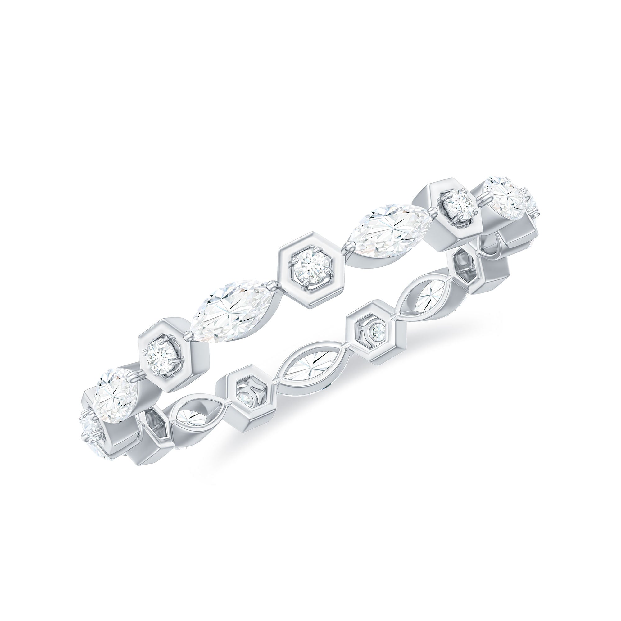 Certified Moissanite Contemporary Eternity Ring D-VS1 - Rosec Jewels