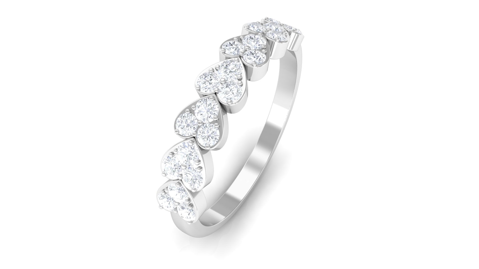 Certified Natural Diamond Heart Eternity Ring in East West Style Natural - ( HI-SI ) - Rosec Jewels