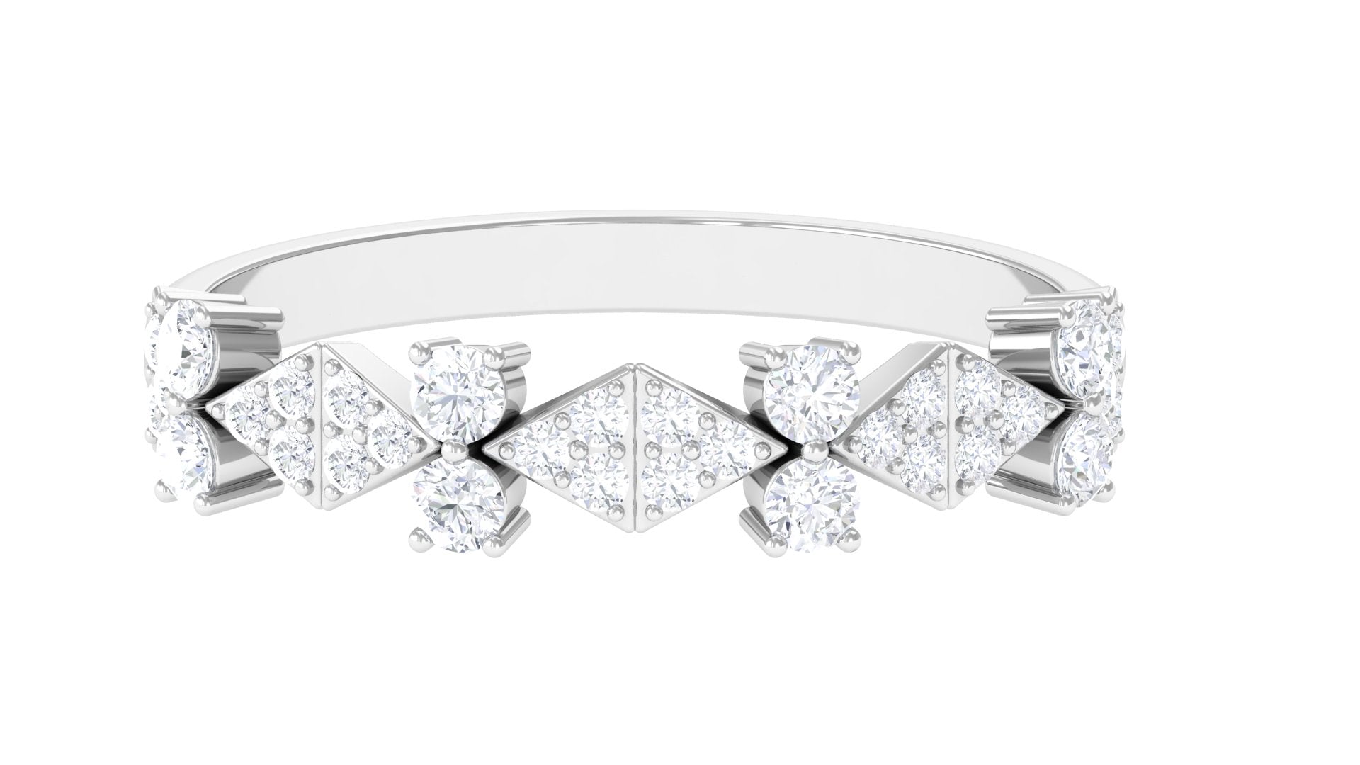 Art Deco Inspired Diamond Half Eternity Ring for Women Natural - ( HI-SI ) - Rosec Jewels