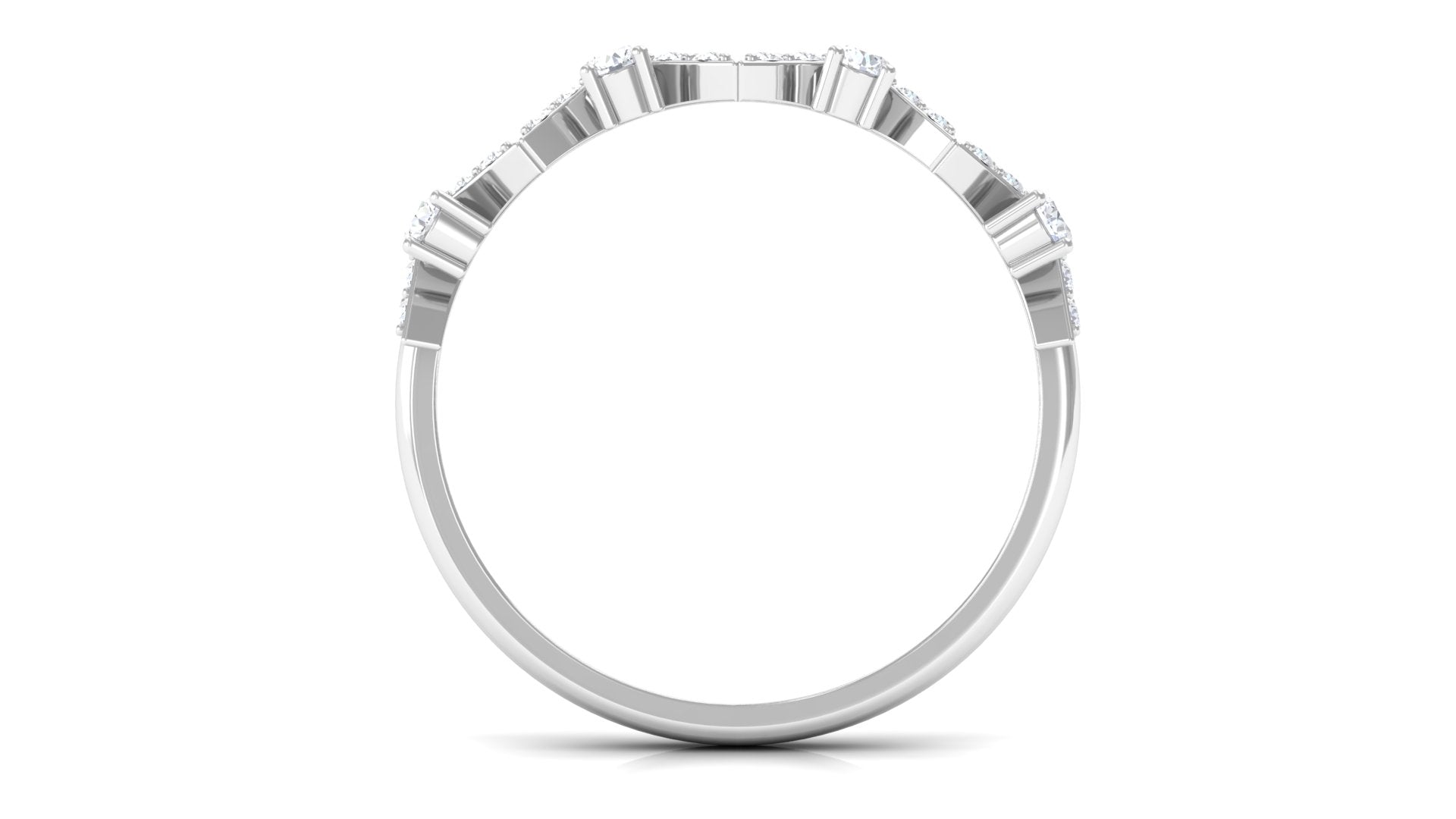 Art Deco Inspired Diamond Half Eternity Ring for Women Natural - ( HI-SI ) - Rosec Jewels