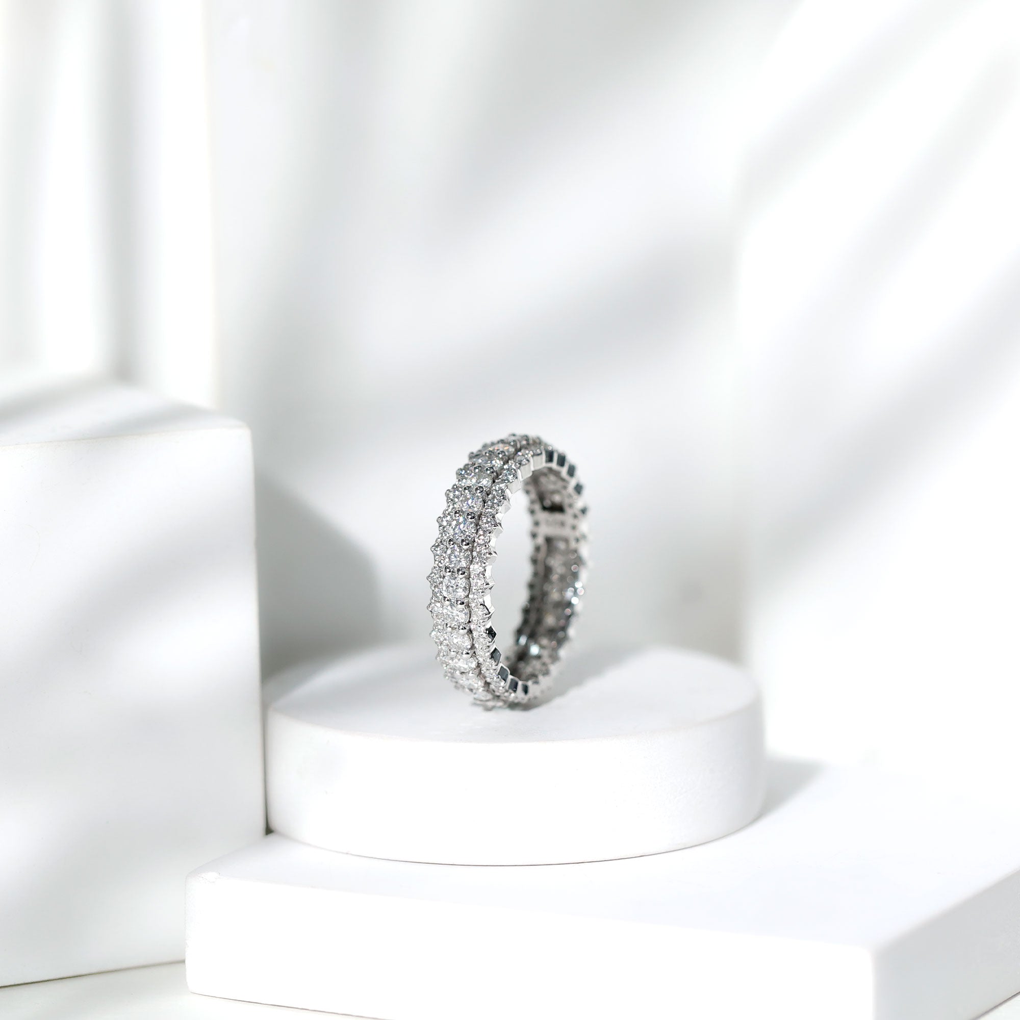 Certified Round Cut Moissanite Eternity Ring For Wedding D-VS1 - Rosec Jewels