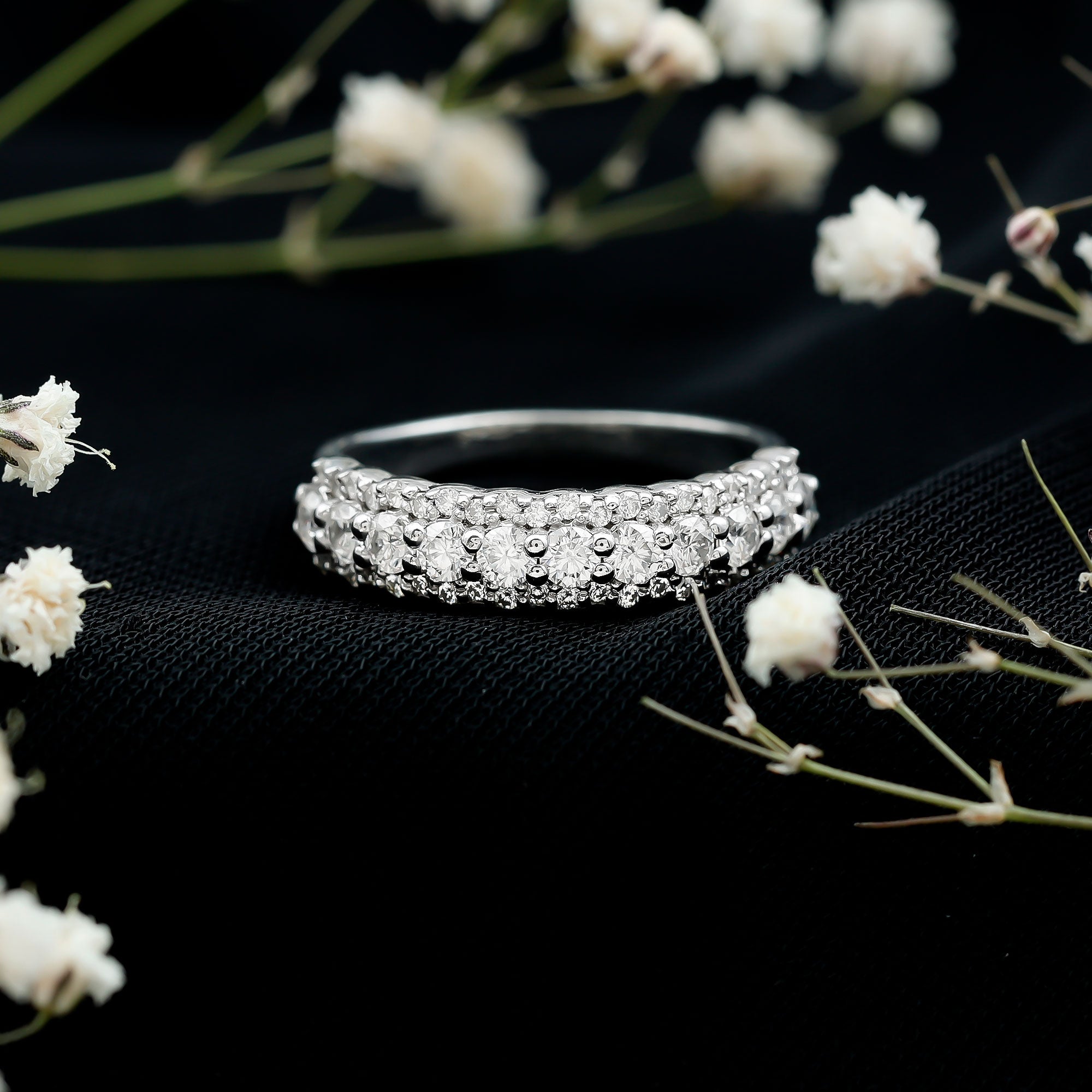 Classic Moissanite Half Eternity Wedding Band Ring D-VS1 - Rosec Jewels