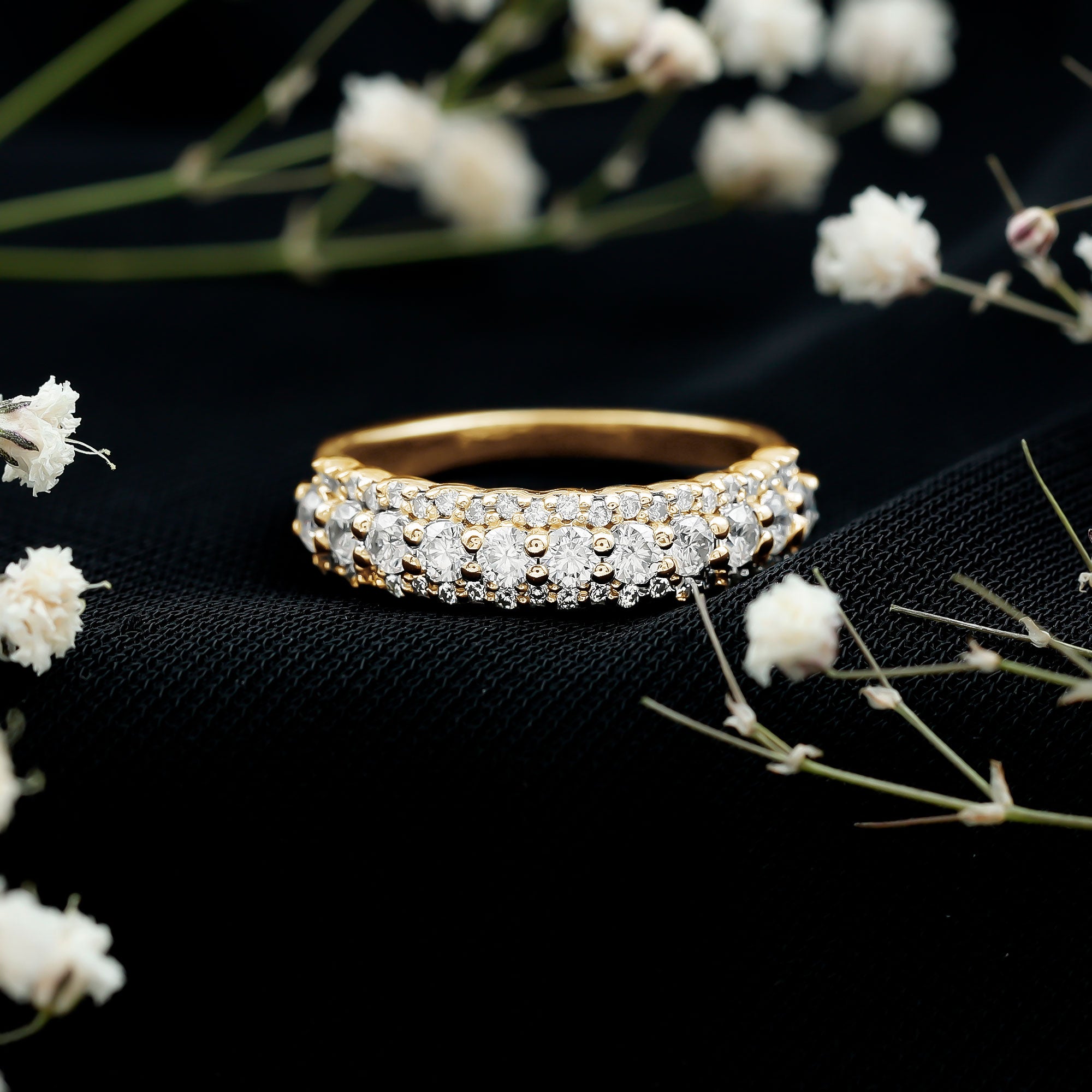 Classic Moissanite Half Eternity Wedding Band Ring D-VS1 - Rosec Jewels