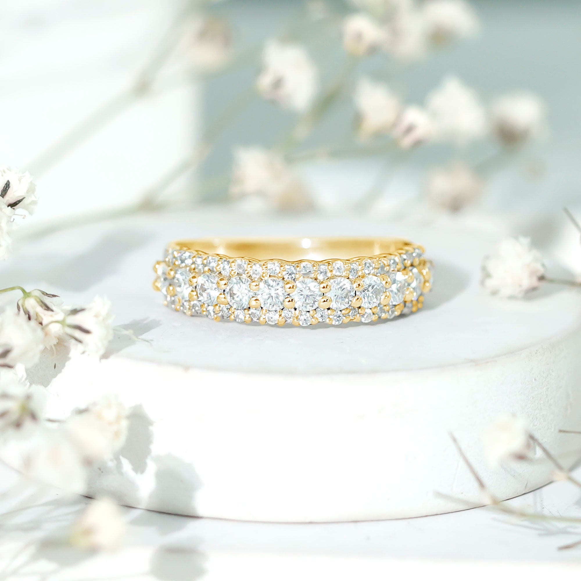 Classic Moissanite Half Eternity Wedding Band Ring D-VS1 - Rosec Jewels