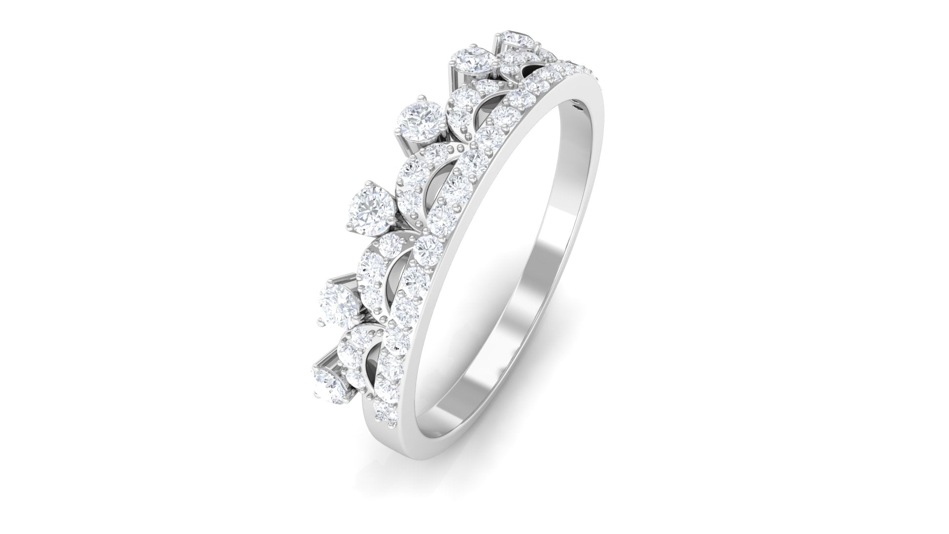 Natural Diamond Half Eternity Ring in Crown Style Natural - ( HI-SI ) - Rosec Jewels
