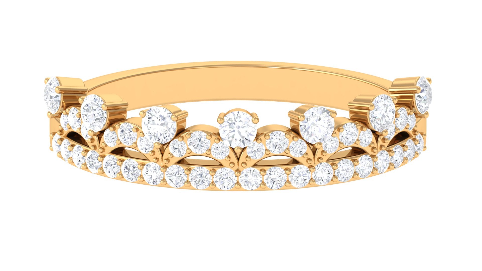 Natural Diamond Half Eternity Ring in Crown Style Natural - ( HI-SI ) - Rosec Jewels