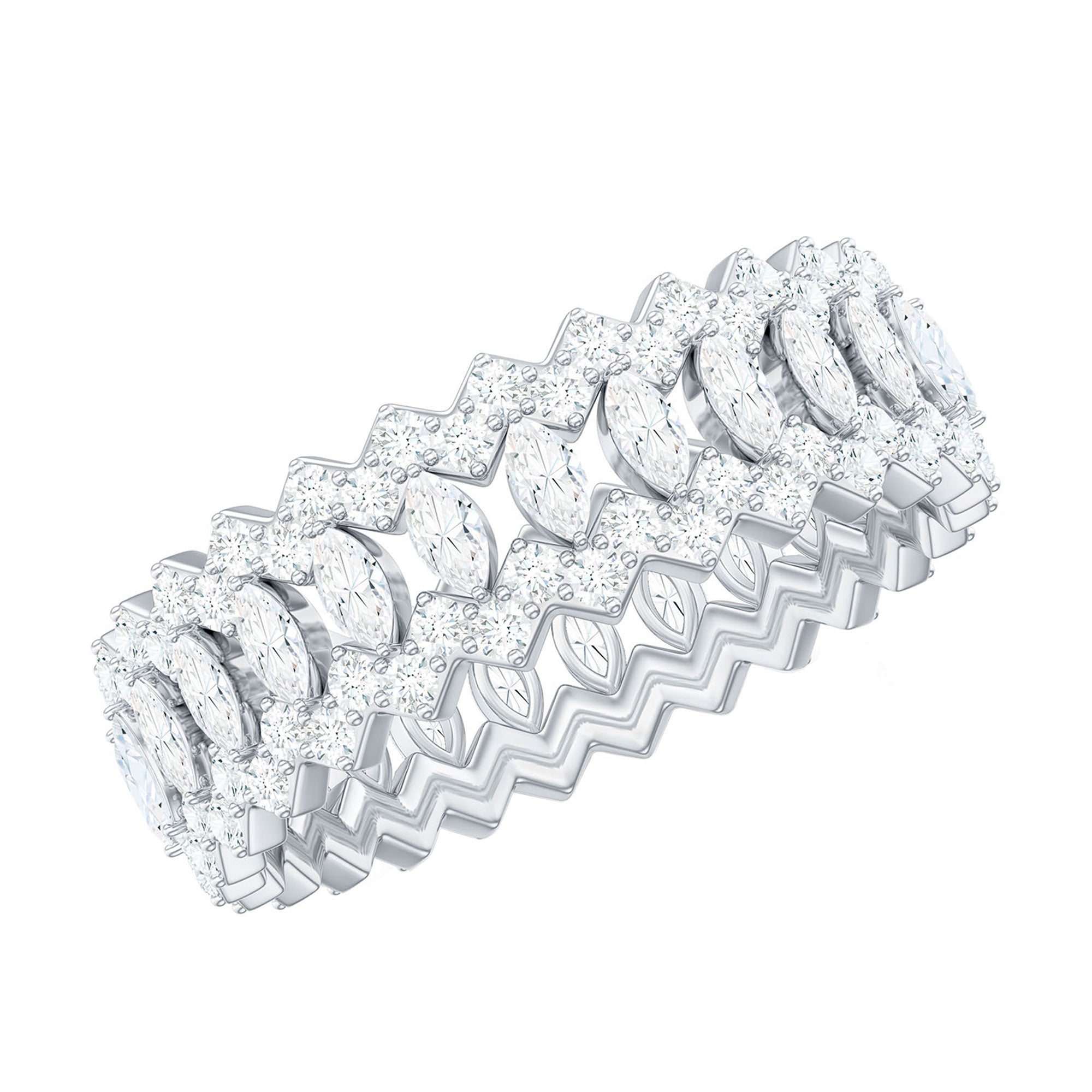 Certified Wide Moissanite Designer Wedding Band