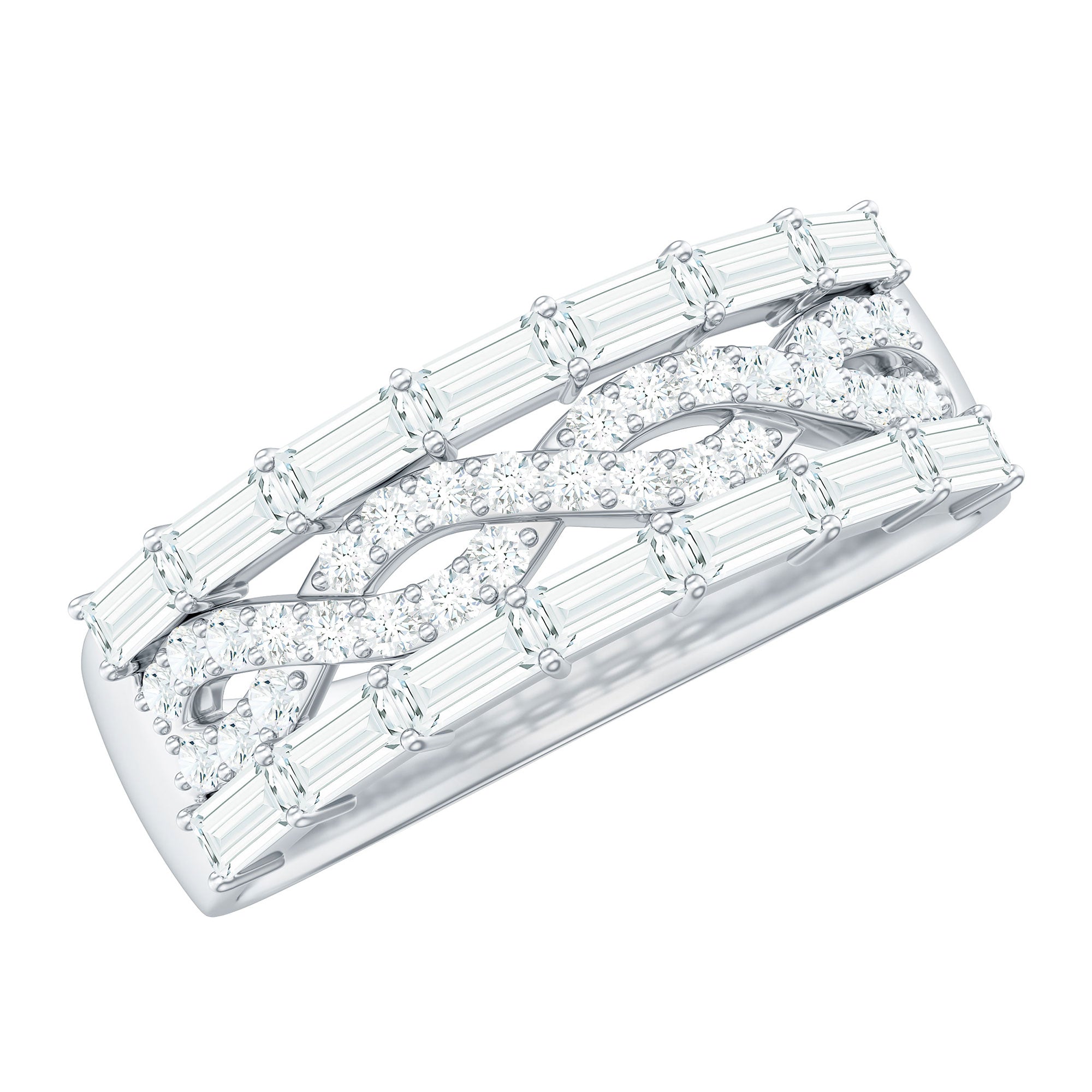 Infinity Style Moissanite Half Eternity Band Ring D-VS1 - Rosec Jewels
