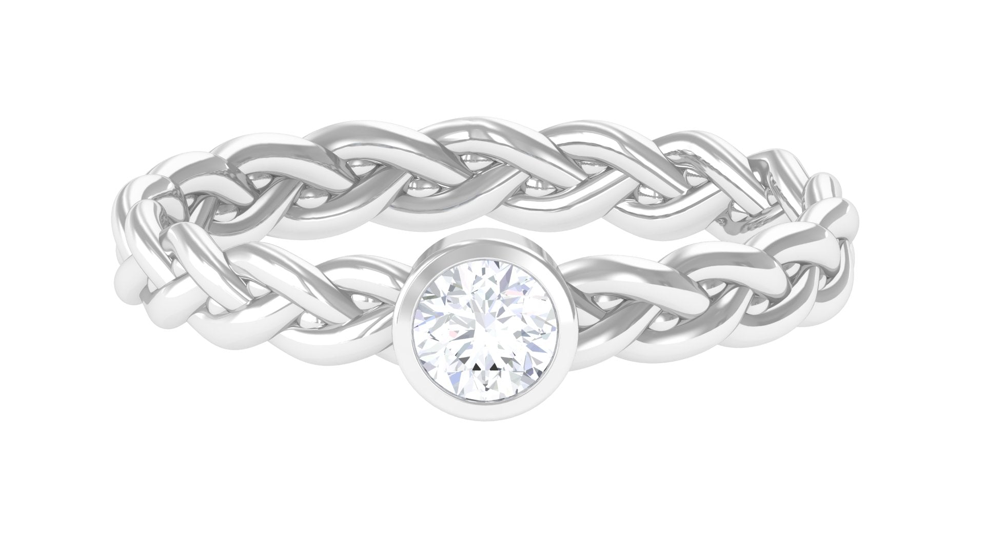 Real Diamond Promise Ring with Braided Shank Natural - ( HI-SI ) - Rosec Jewels