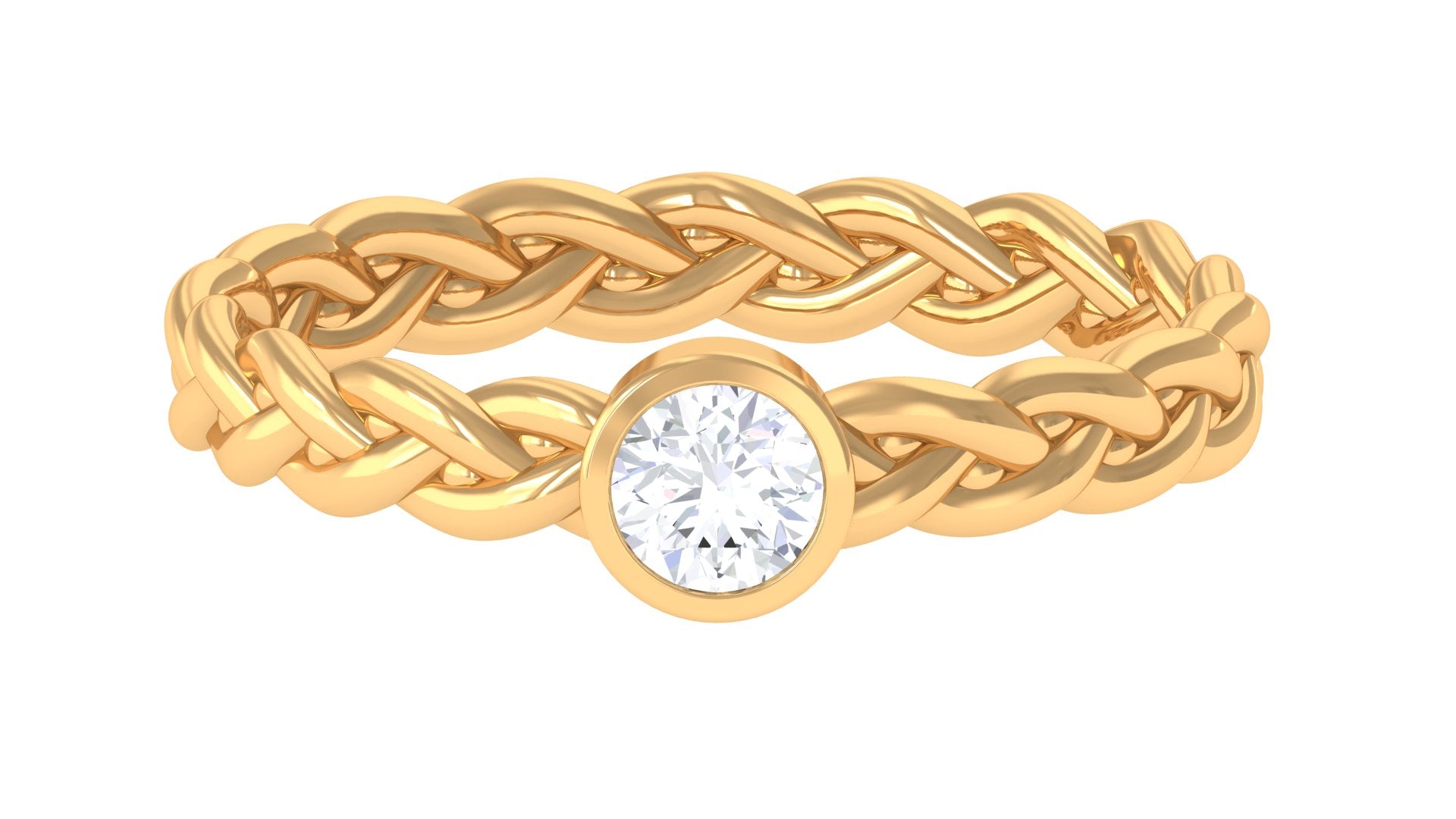 Real Diamond Promise Ring with Braided Shank Natural - ( HI-SI ) - Rosec Jewels