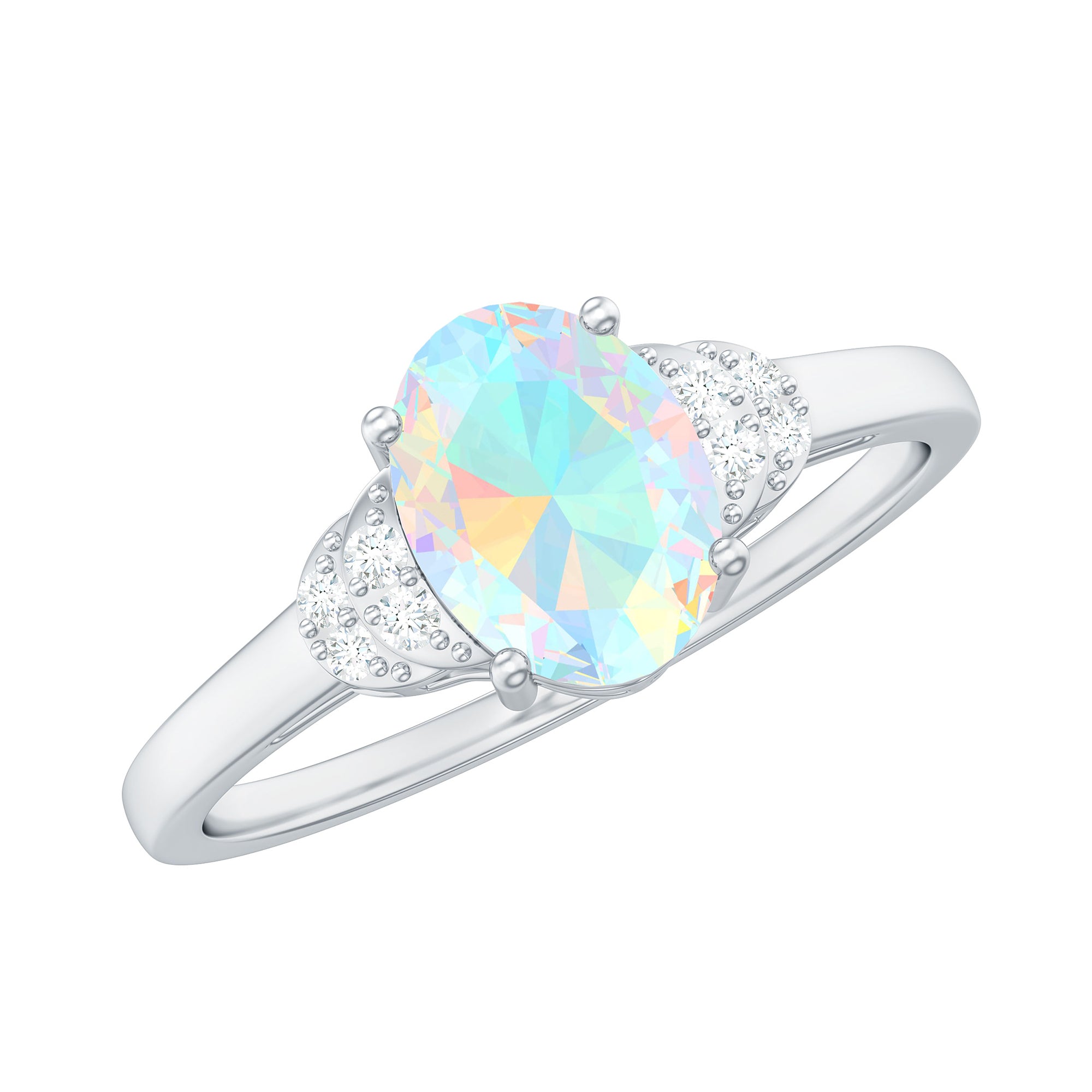 Classic 6X8 mm Ethiopian Opal Oval Engagement Ring