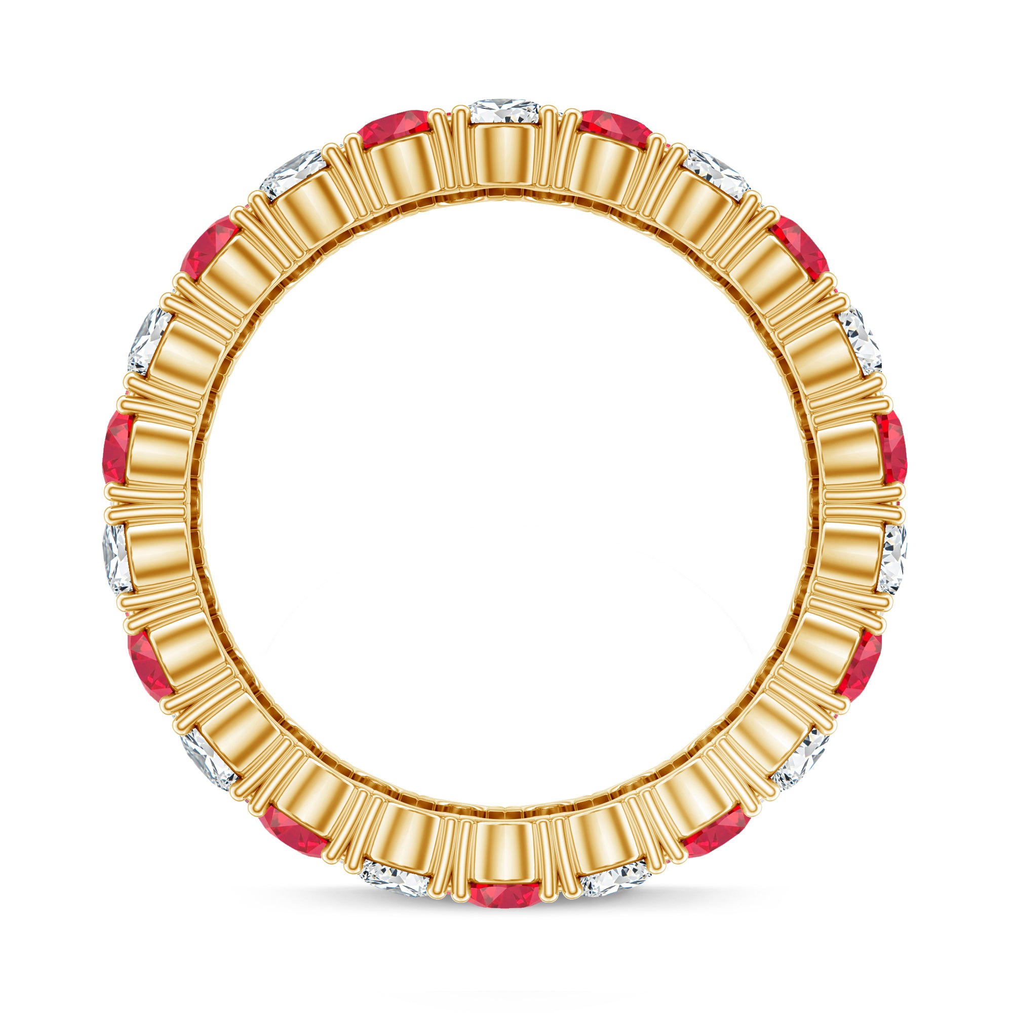 Wide Lab Grown Ruby and Diamond Eternity Band for Women AAAA - Rosec Jewels