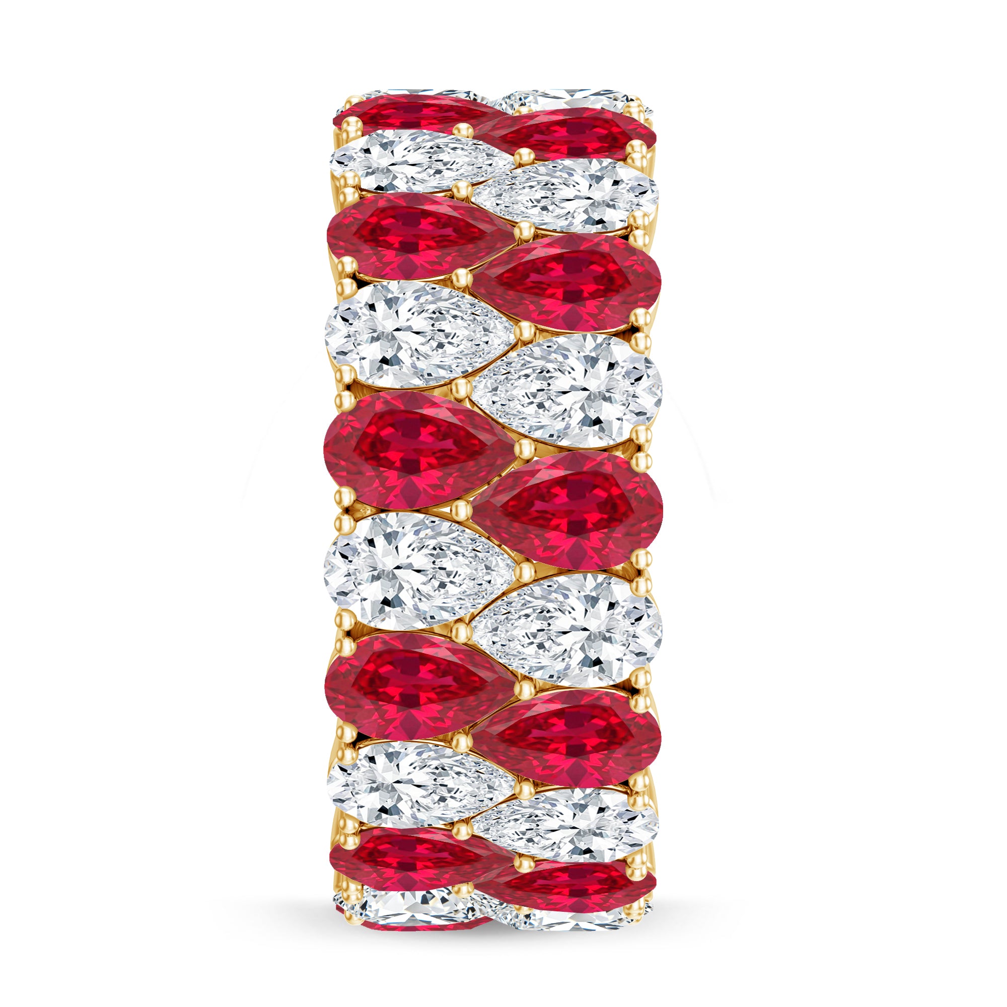 Wide Lab Grown Ruby and Diamond Eternity Band for Women AAAA - Rosec Jewels
