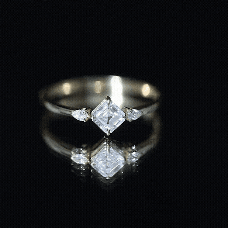 0.7 Carat Asscher Cut Lab Grown Diamond Engagement Ring with Certificate Lab - ( EF-VS ) - Rosec Jewels