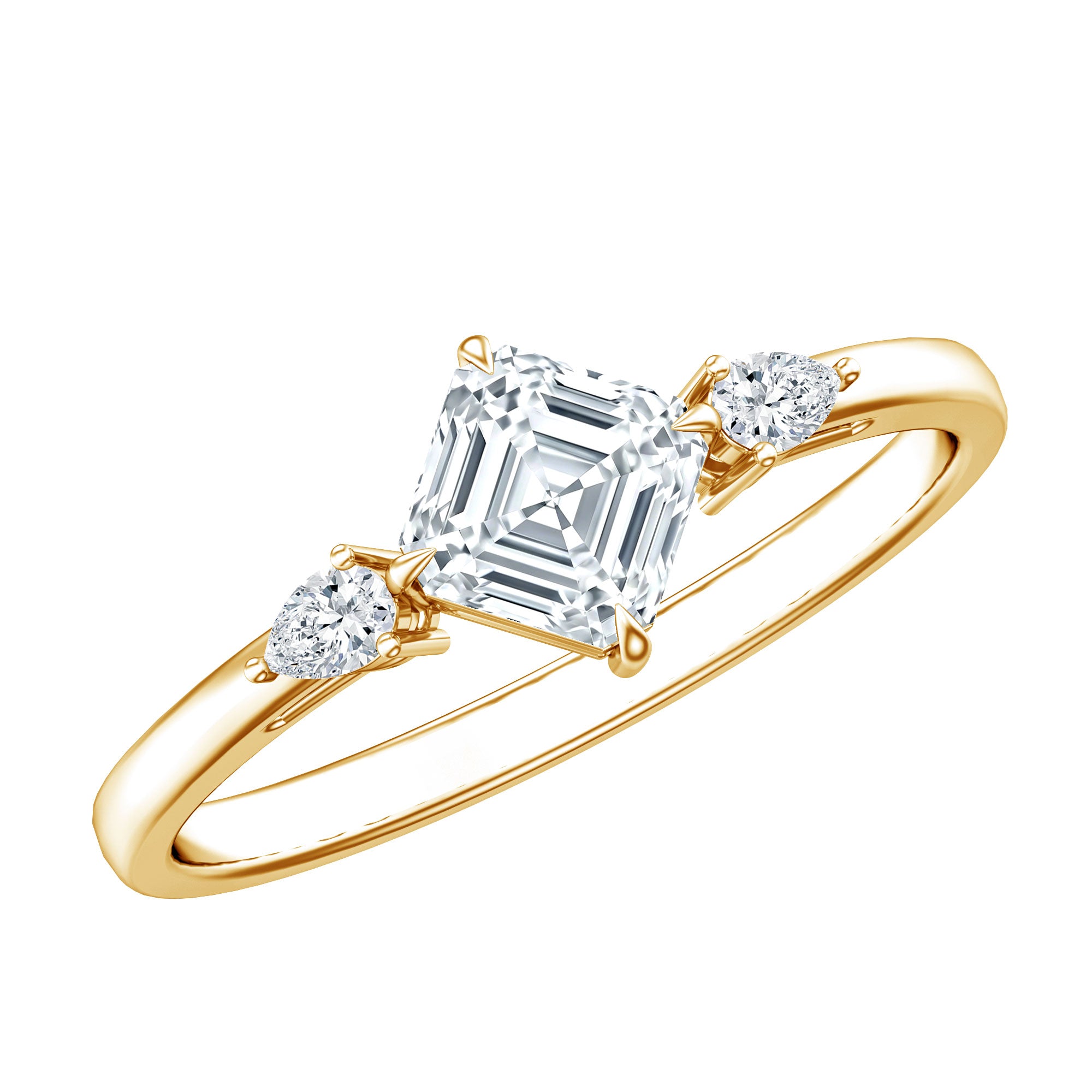 Rosec Jewels-0.7 Carat Asscher Cut Lab Grown Diamond Engagement Ring with Certificate