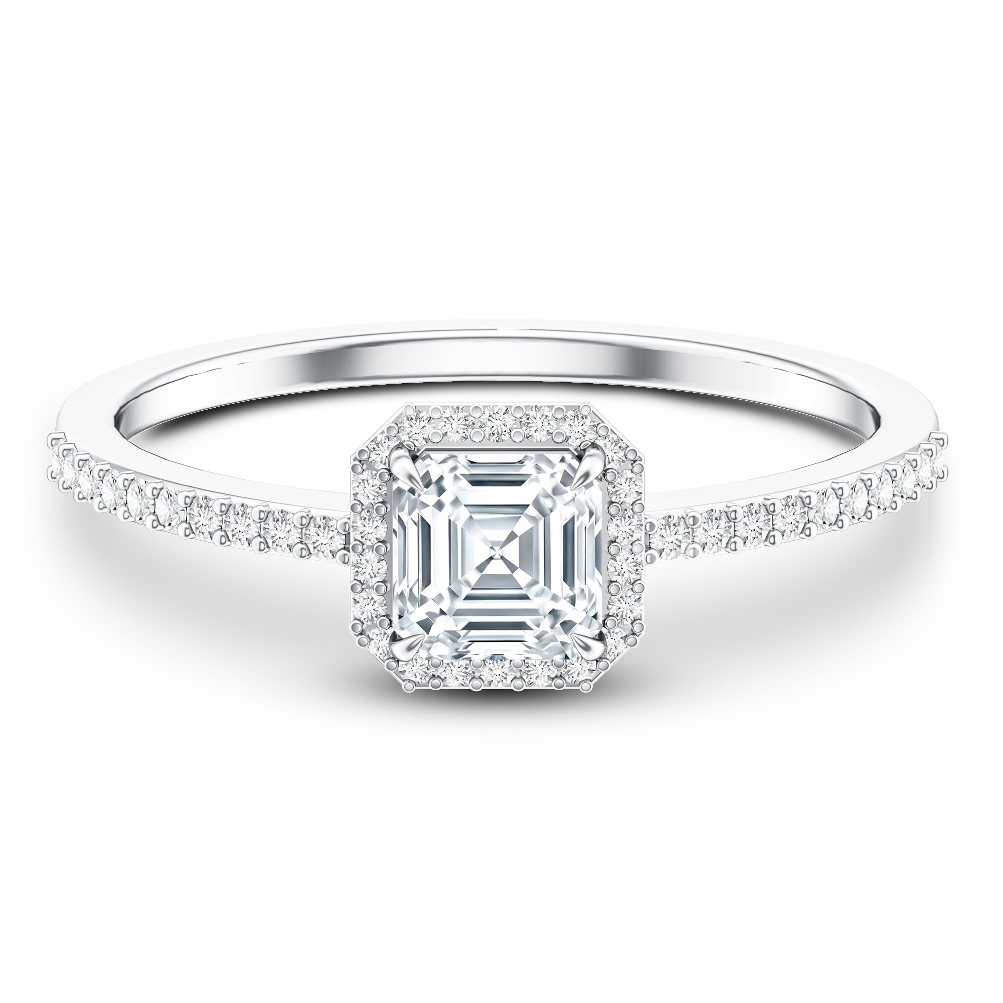 Vintage Looking Lab Grown Diamond Asscher Cut Engagement Ring Lab - ( EF-VS ) - Rosec Jewels