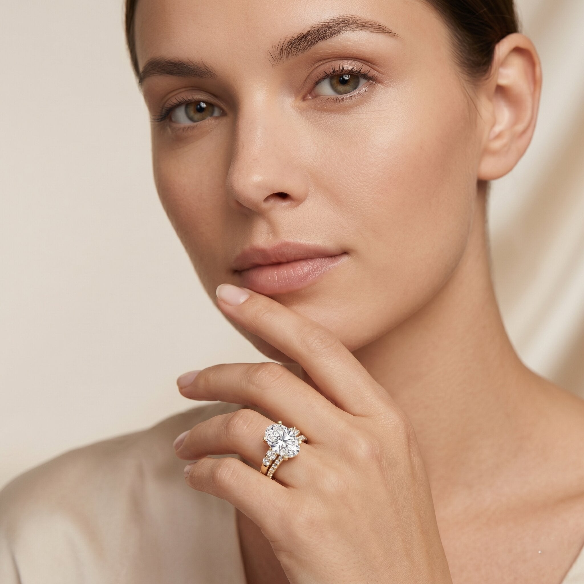 IGI Certified 3 Carat Oval Lab Grown Diamond Marriage Ring Set for Women Lab - ( EF-VS ) - Rosec Jewels