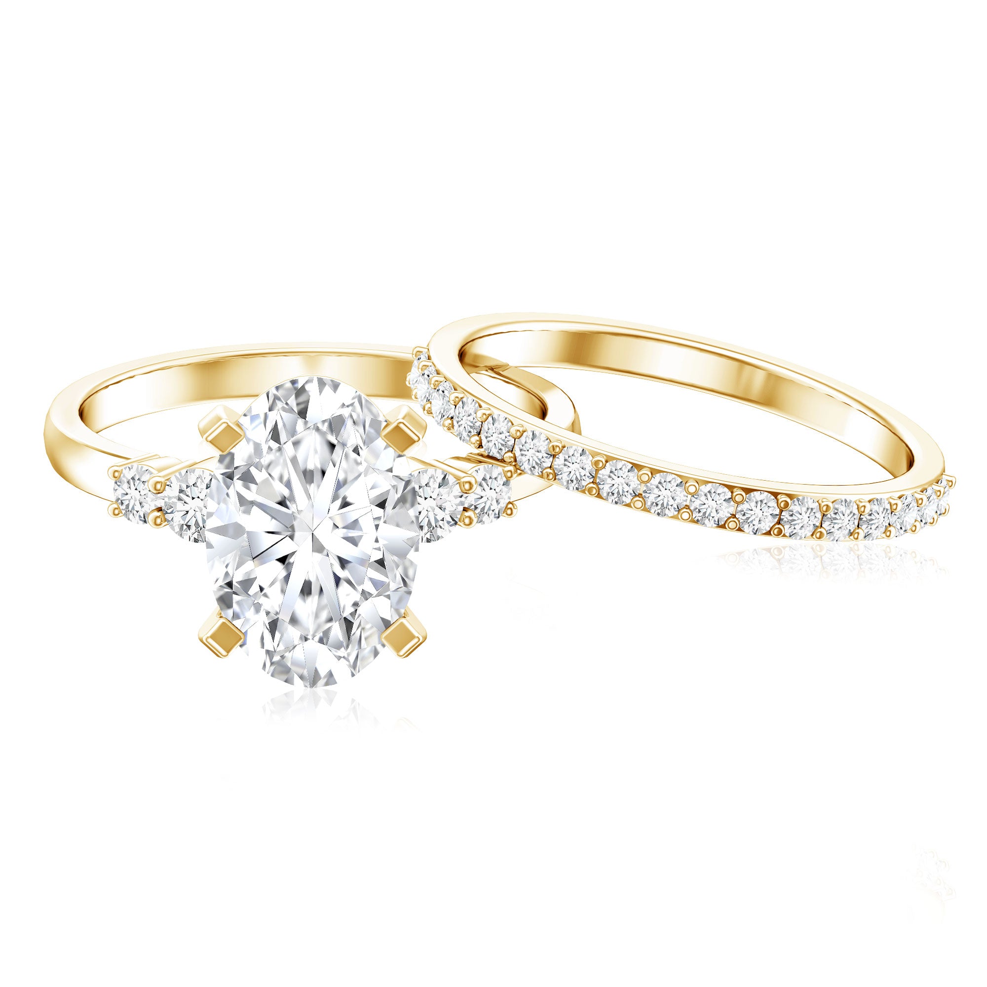 IGI Certified 3 Carat Oval Lab Grown Diamond Marriage Ring Set for Women Lab - ( EF-VS ) - Rosec Jewels