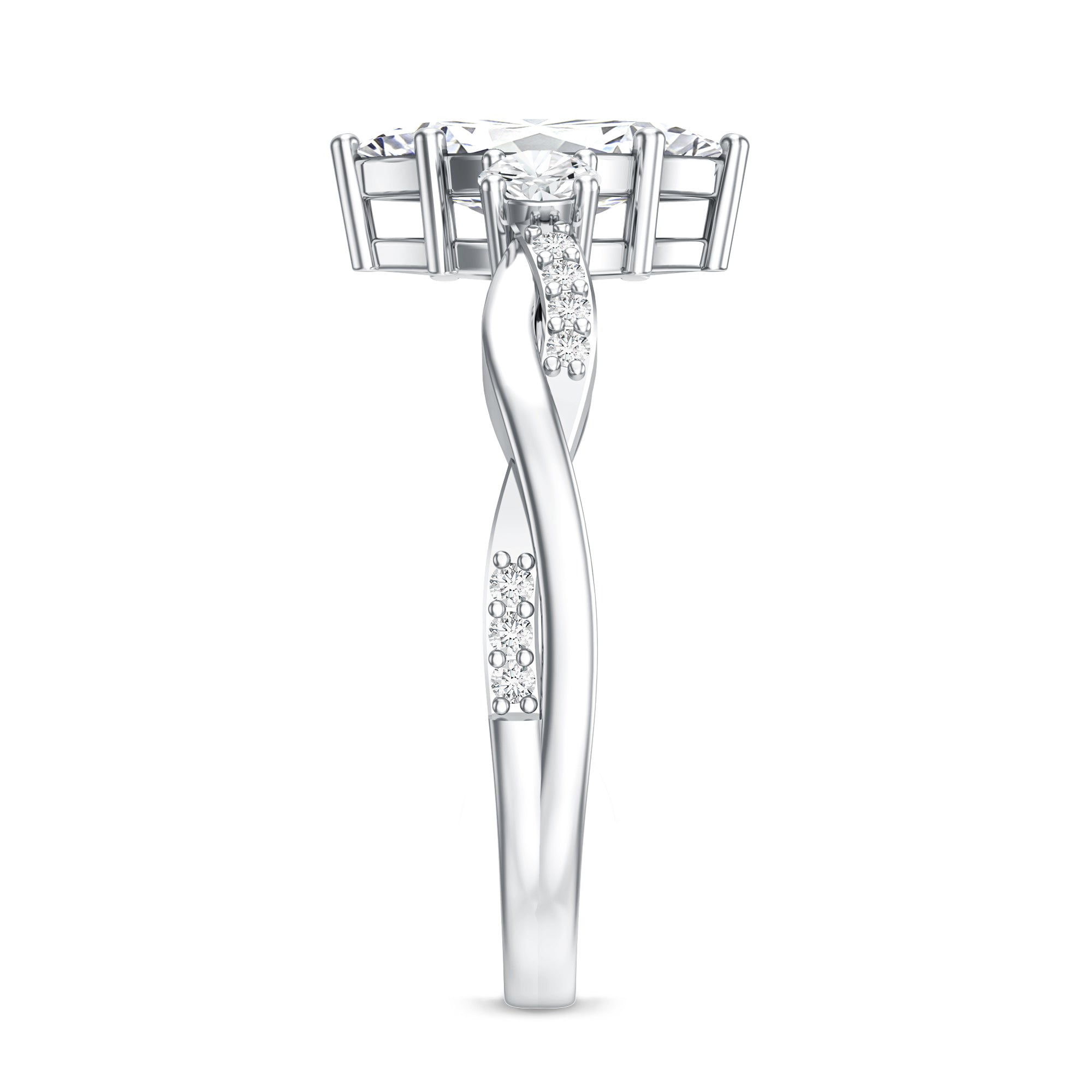 2 Carat Marquise Cut Lab Grown Diamond Crossover Engagement Ring with IGI Certificate Lab - ( EF-VS ) - Rosec Jewels